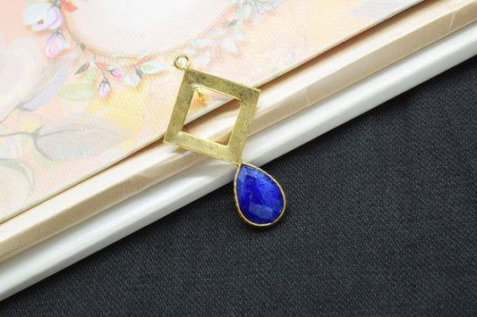 Natural Sapphire Designer Pendant/Teardrop Pendant/Blue Sapphire Faceted Gemstone/Sapphire Earring/Handmade Jewellery Essentials/B'day Gift