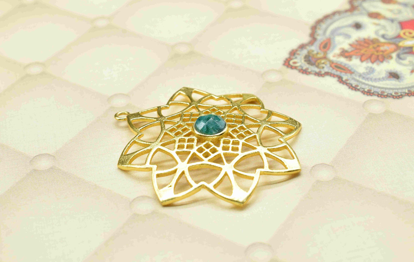 Emerald  Gemstone Component, Single Bail Charm , Emerald  Connector Pendant , Gold Plated Connectors , Pendant Jewelry , Earring Component