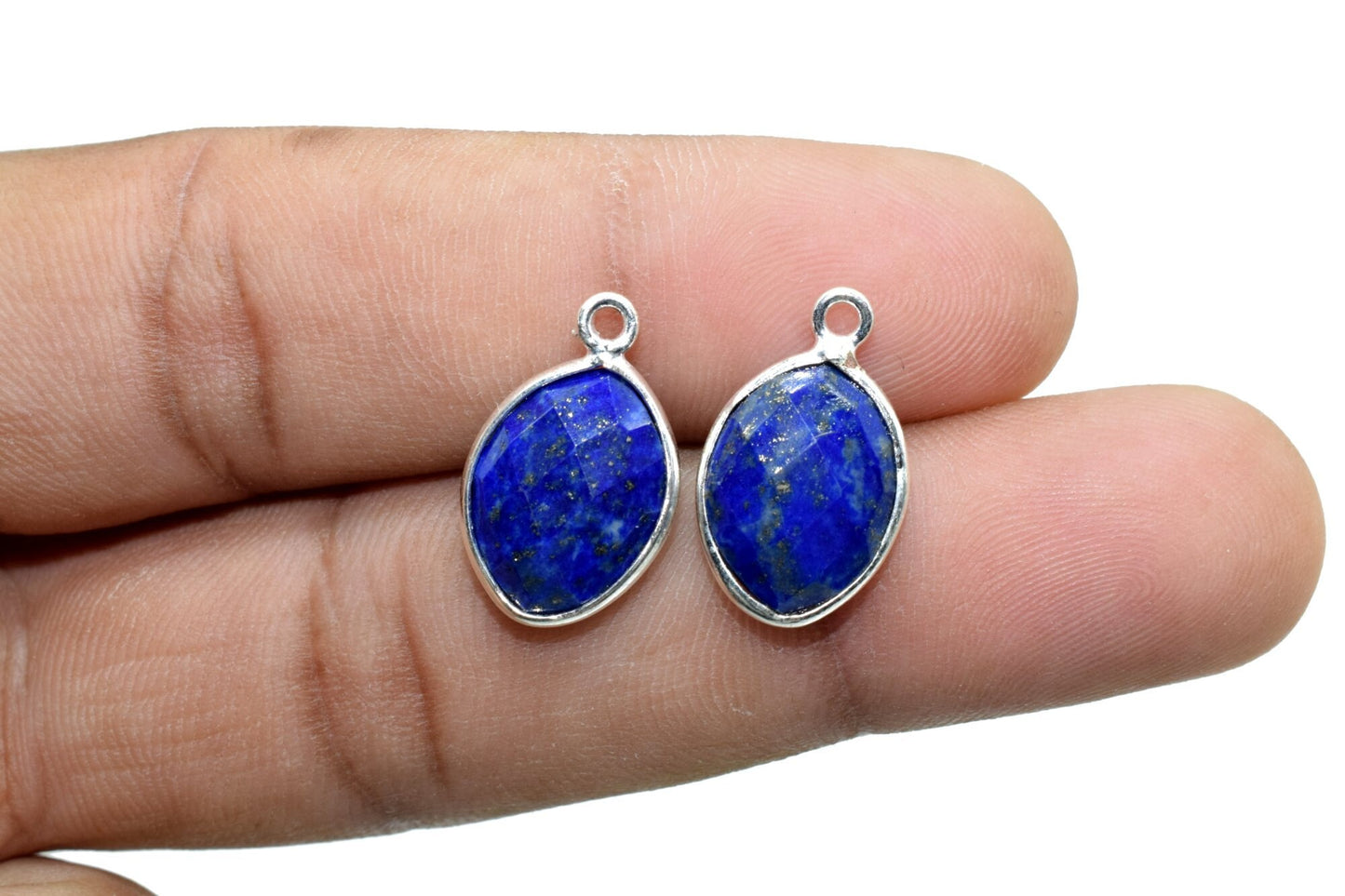 Lapis Lazuli 10x13mm eye shape single bail connectors,Lapis Lazuli pendant,Lapis Lazuli Gold Plated bezel,Hot Lapis Single loop Connector