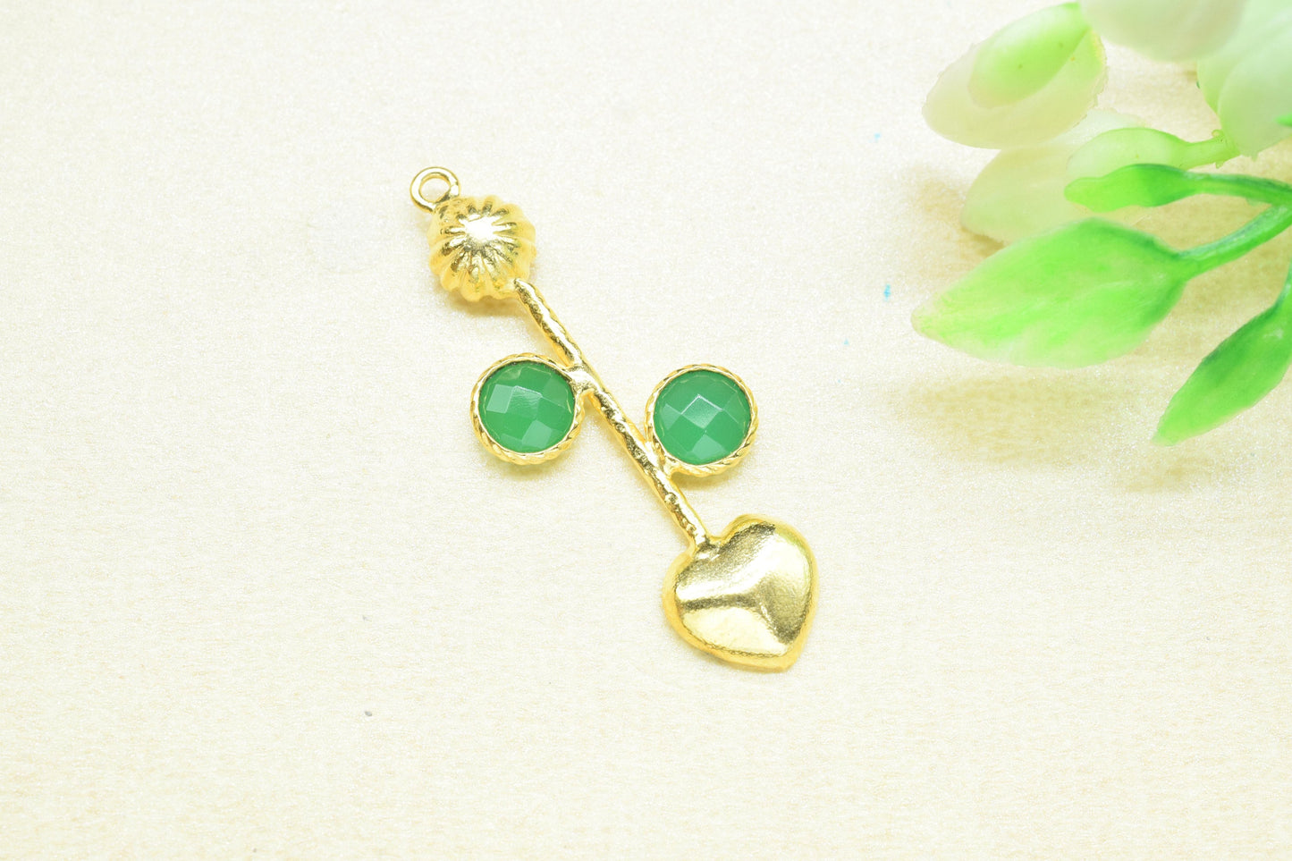 Green Onyx Round Pendant/Dual Stone Charms/Green Onyx Faceted Cut Gemstone/Jewellery Essentials/Handmade Items/Charms & Pendants/Single Bail