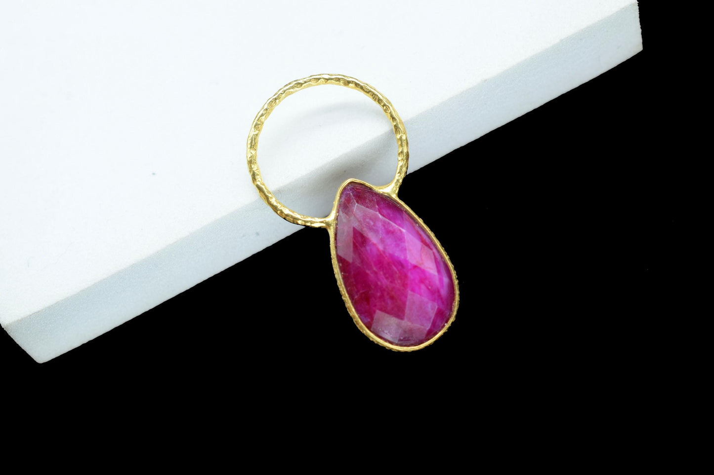 Natural Ruby Jewelry Pendant/Ruby Charms Pendant/Gold Plated Jewelry/Brass Connector Charms/Handmade Jewelry/Women Jewelry/B'day Gift
