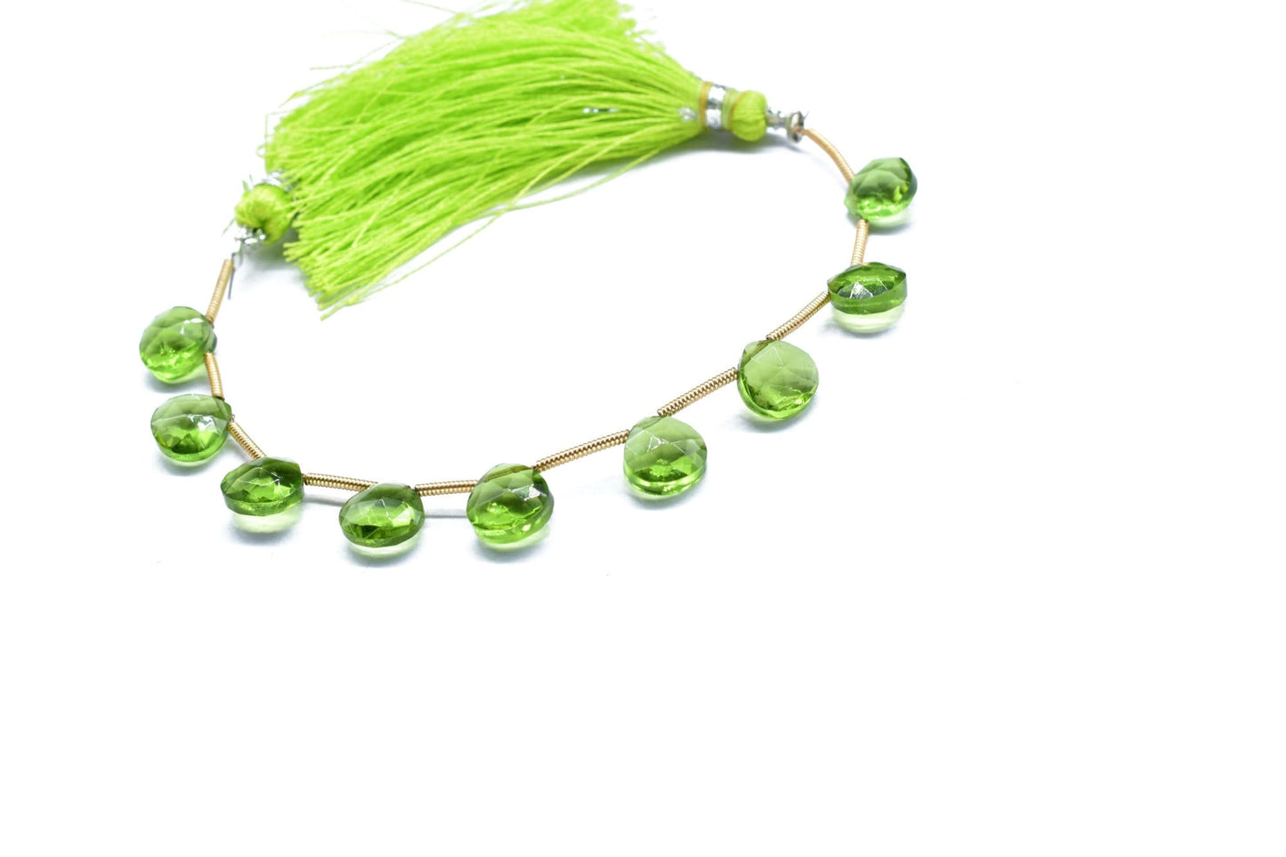 Peridot heart shape 10mm Briolettes,Natural Gemstone Olive Green Peridot,Faceted heart shape Briolettes,Drop Shape Beads for Peridot Jewelry