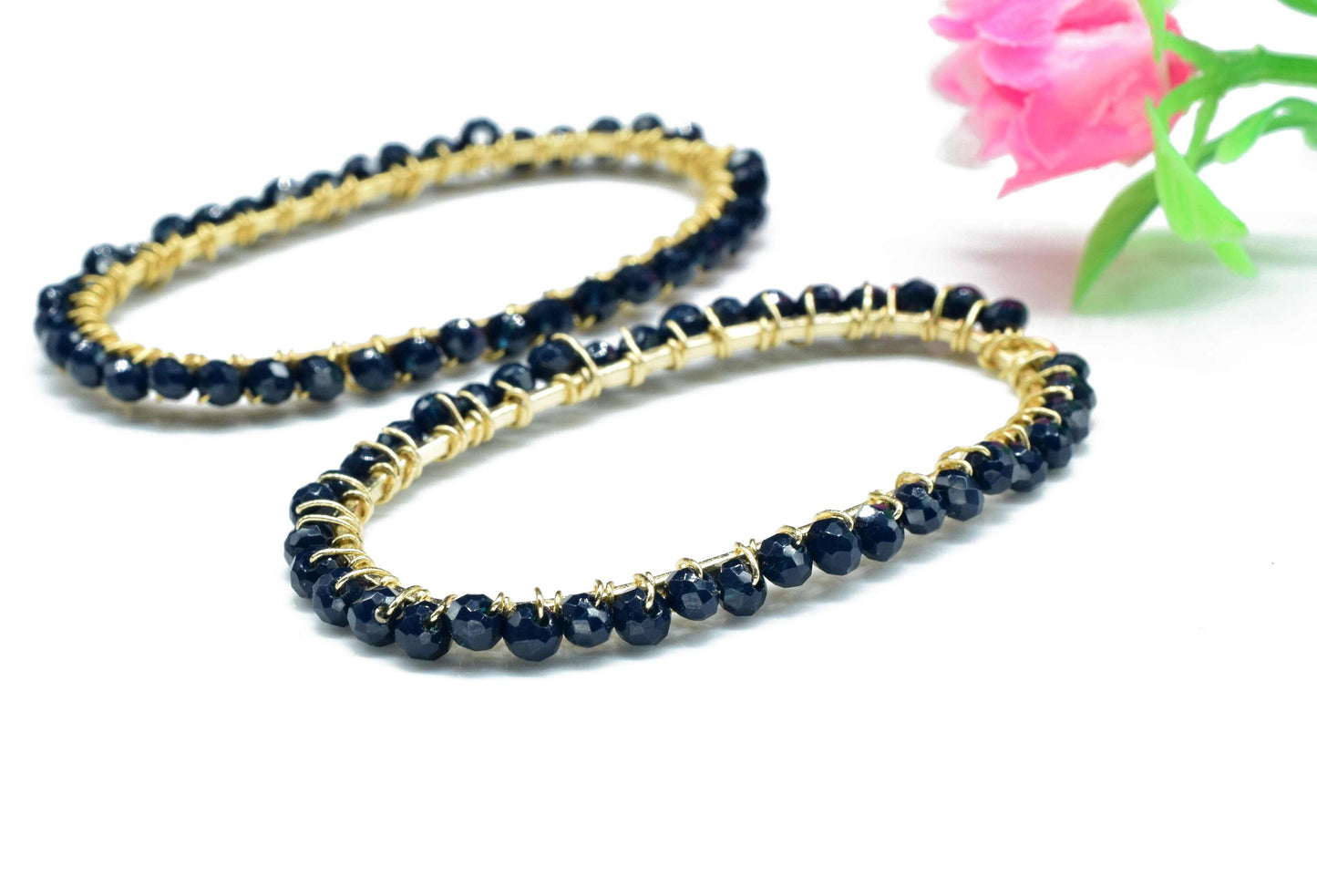 Blue Agate beads Finding Connector, Oval Pendant Component, Handmade Connector, Finding Necklace,Beaded Finding Component,Blue Agate jewelry