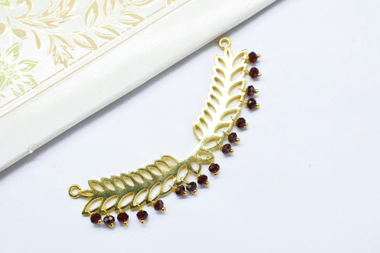 Garnet Beads Dangle Charms,Wedding Hair Vine Connectors,Gemstone Leaf Pendant Necklace,Component Leaf Charms,Handmade jewelry,Gift