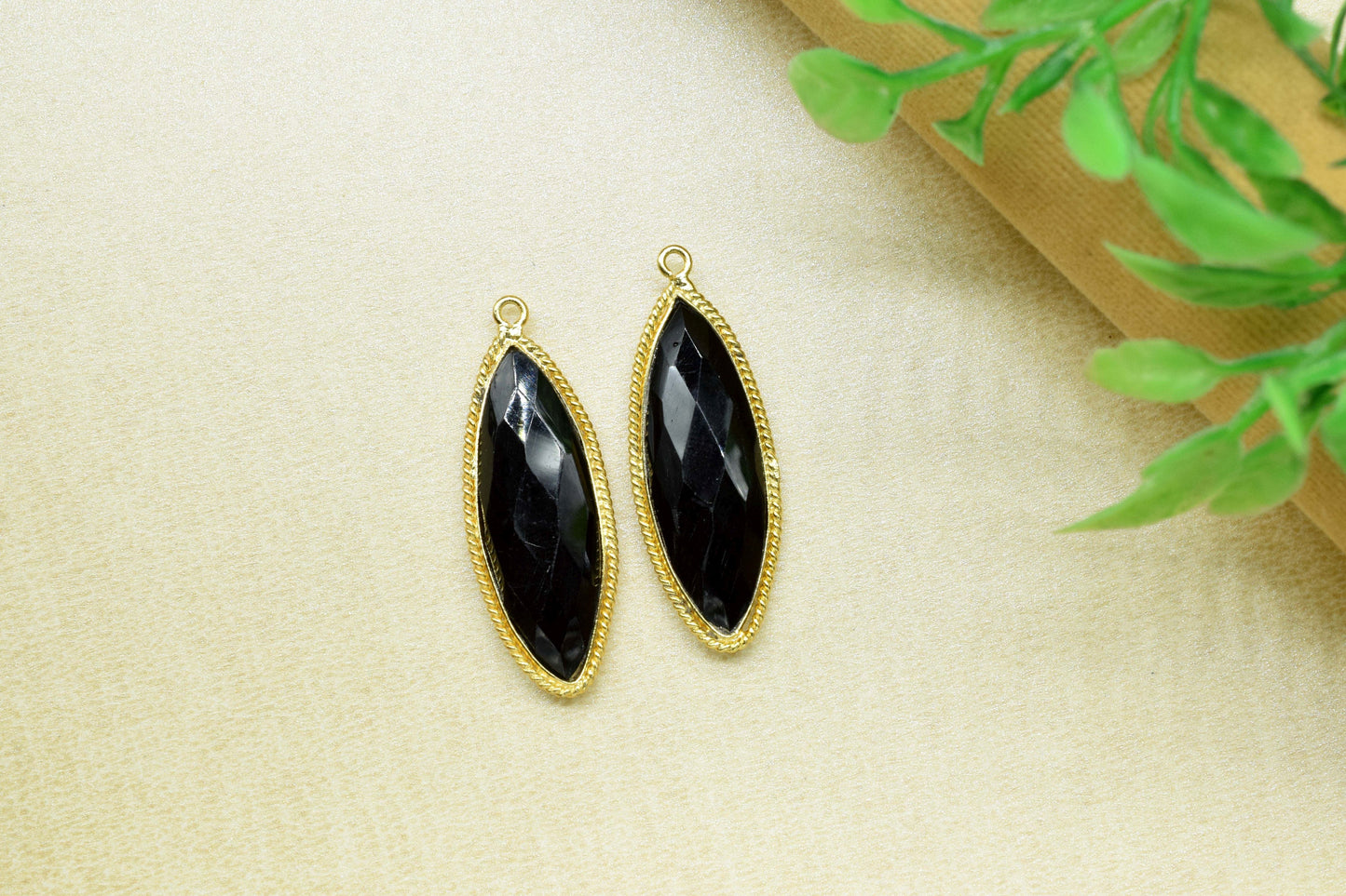 Black Onyx Gemstone Faceted 10x30mm Marquise Shape Charm,Onyx Single Bail Pendant,Black onyx Faceted Gemstone Charm,Onyx DaintyCharm Pendant