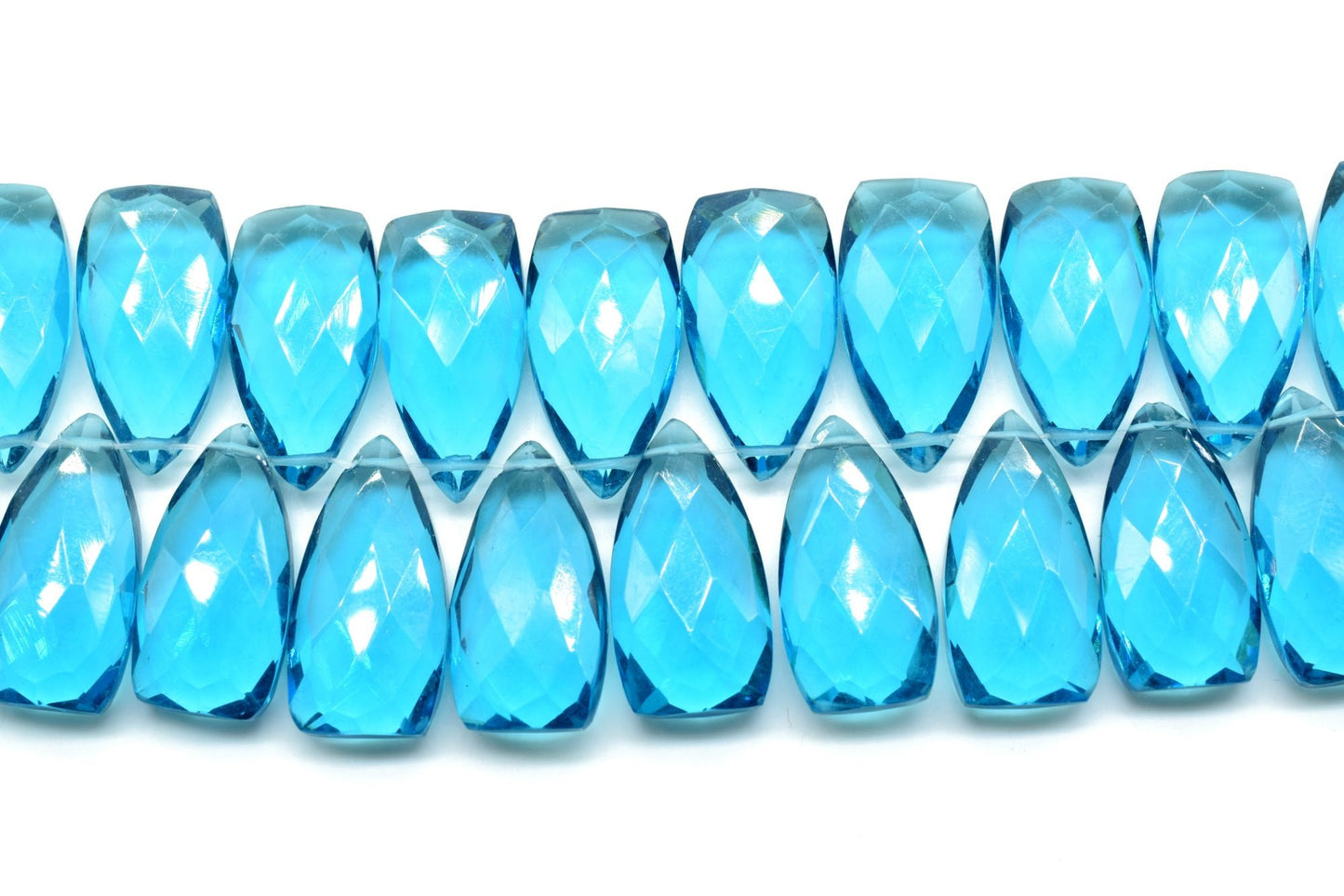 Sky Topaz Briolettes,8x16mm Trillion Faceted Beads,Sky Topaz pyramid shape beads,Topaz Trillion Shape Briolettes,Topaz jewelry Beads