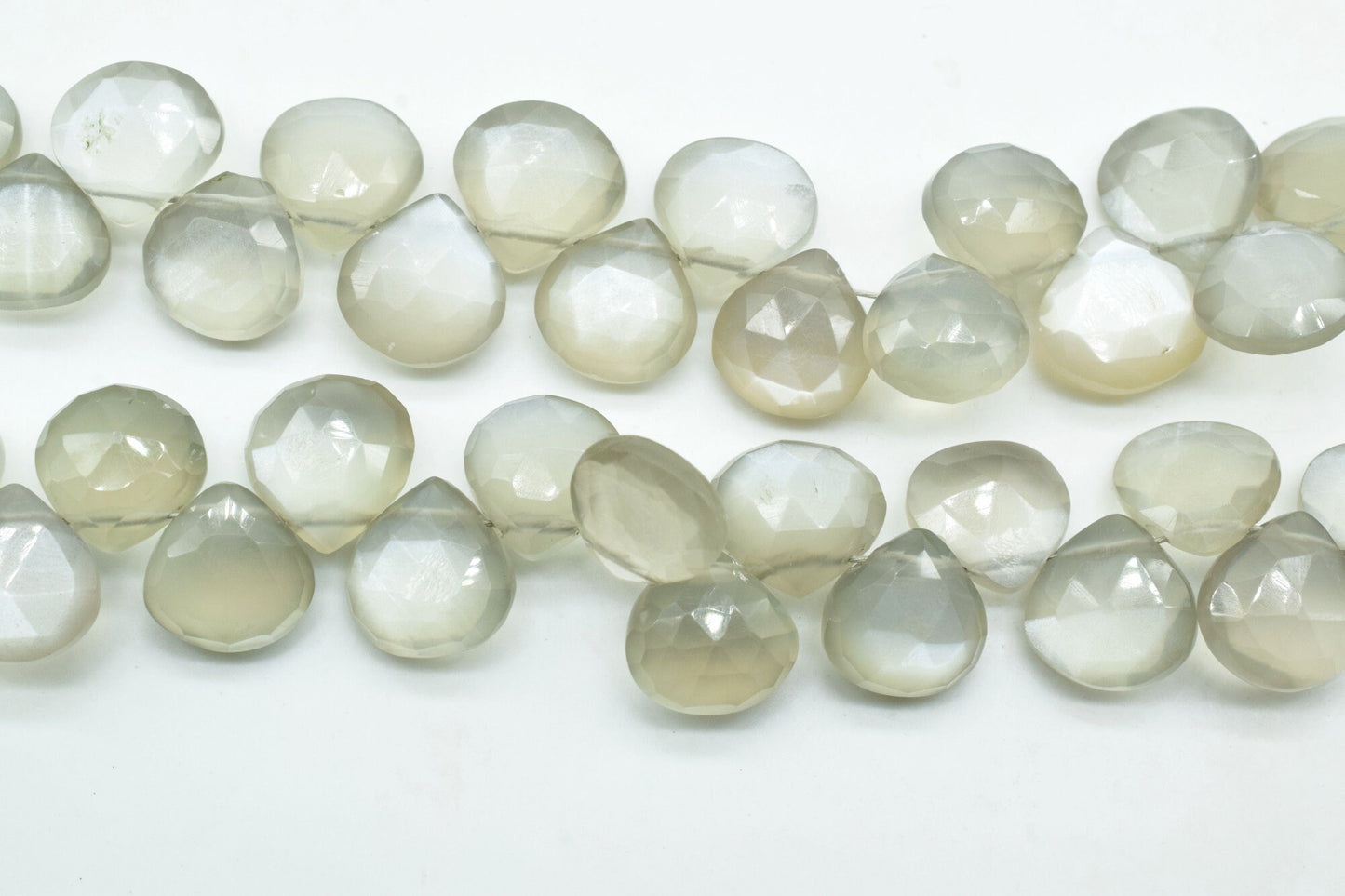 Grey Moonstone heart Shape beads,Grey Moonstone Briolette,8mm heart Shape beads,AAA Quality Briolette,j8''heart shape strand,faceted beads