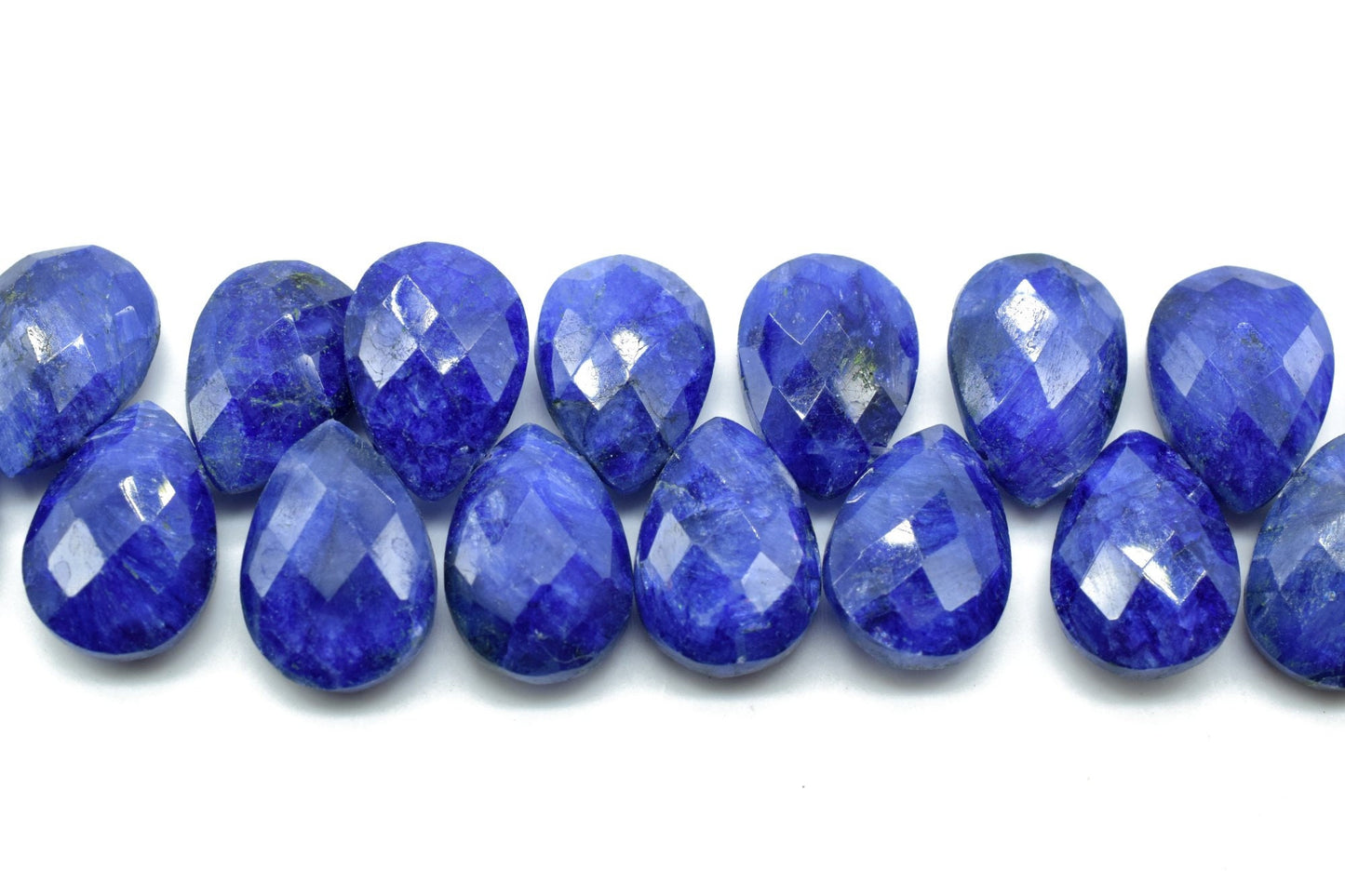 Blue Sapphire 9x13 Briolettes,Natural Sapphire Beads,Faceted Sapphire Beads,Sapphire Faceted Pear Briolettes,Jewelry making beads,Supplies