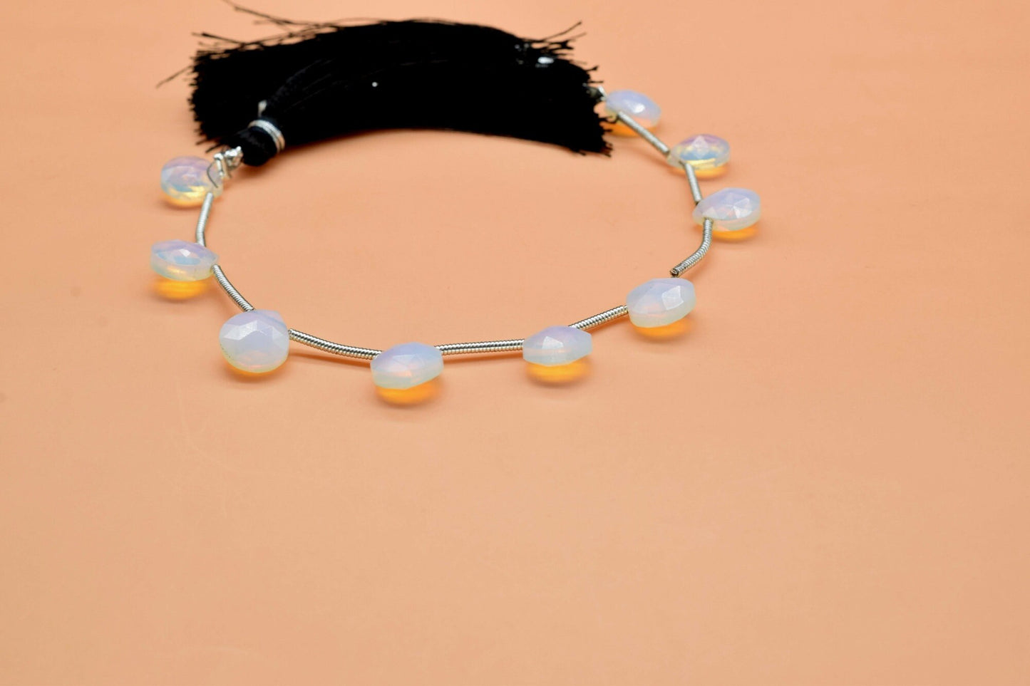 White Opal 8mm Heart shape Briolettes,White Opal briolettes for making jewelry,White Opal Briolettes,White Opal Heart briolettes strand,