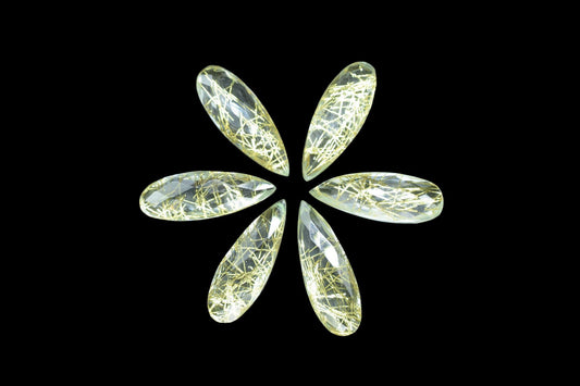 Golden Rutile Quartz Faceted 10X30mm Pear Shape Briolettes,Rutile Faceted Teardrop,Golden Rutilated Quartz Teardrop Briolettes,Gemstone Bead