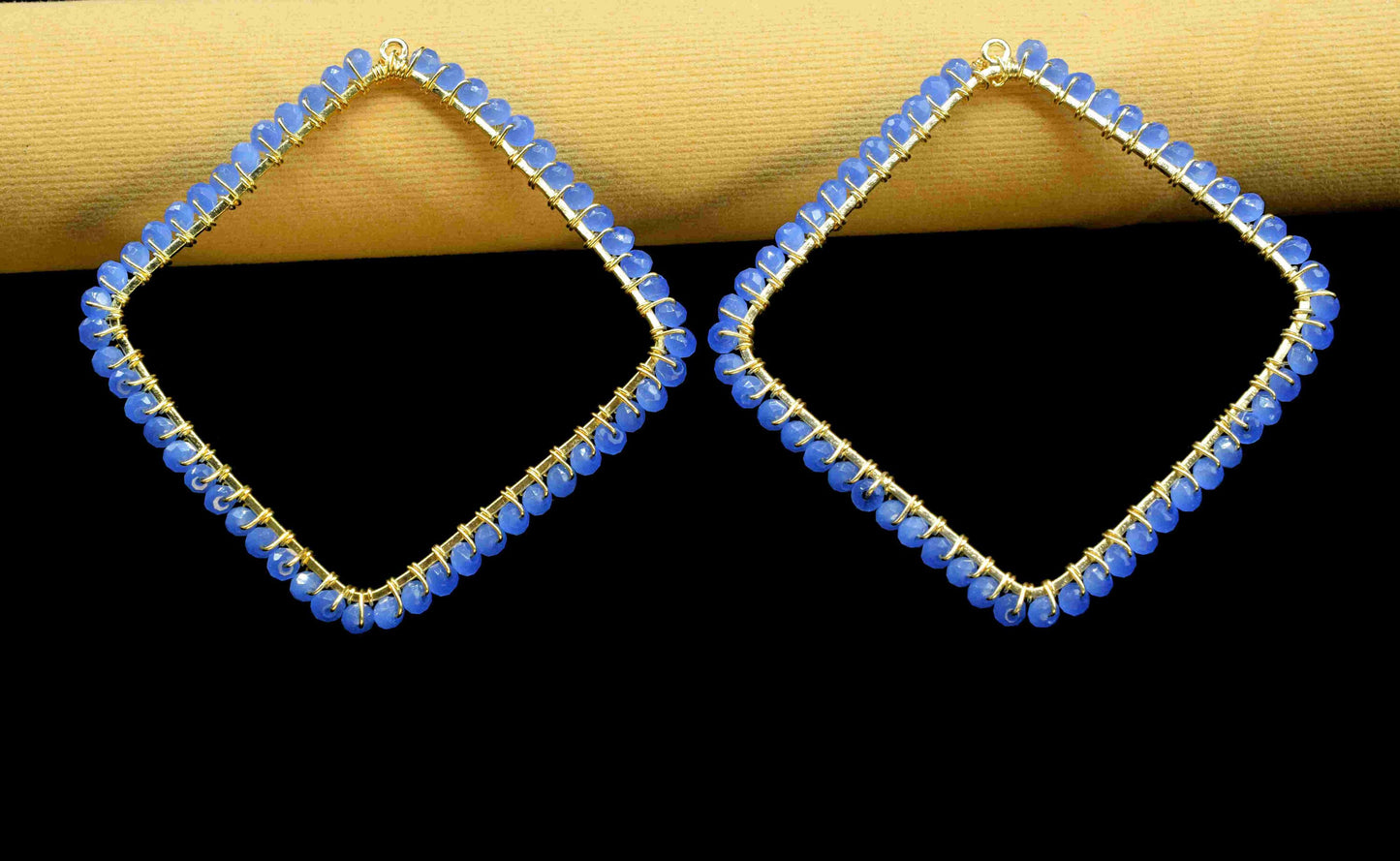 Blue Quartz Dangle Earring Component,Gemstone Wire Wrapped Component,Beaded Earring Connector,Finding Necklace Connector,Blue Quartz Jewelry