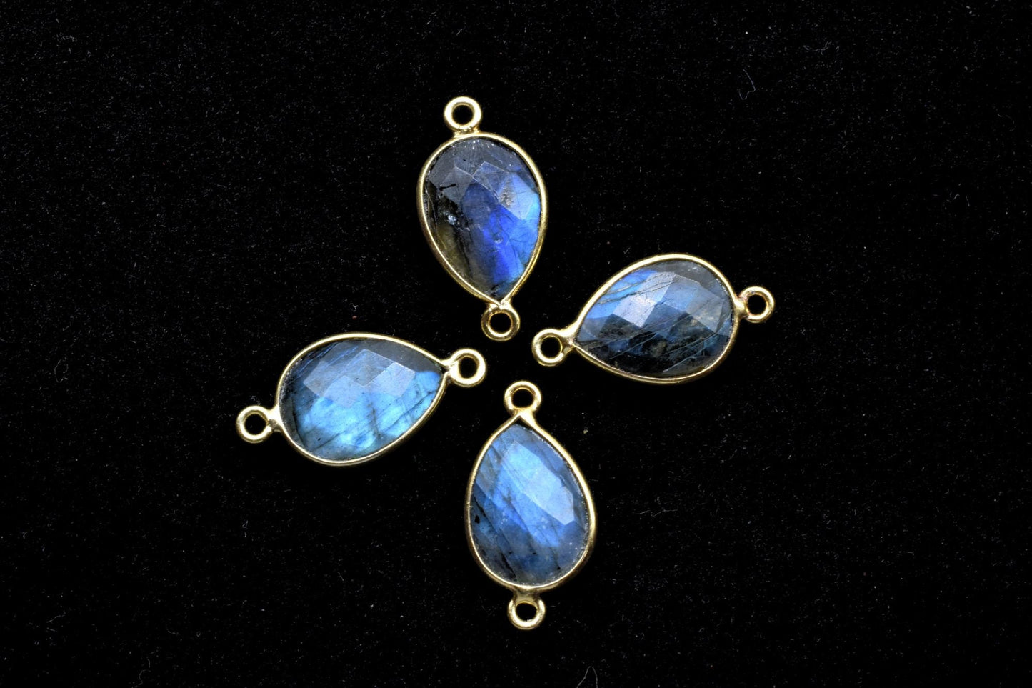 Labradorite 10x14mm Pear Double bail connectors,Labradorite Gold pendant,Labradorite Gold Plated bezel,jewelry making charms crafts,jewelry