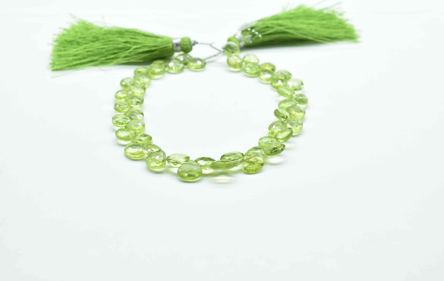 Natural Peridot Heart Briolettes,Handmade Station Link,Strand Beads jewelry,Gemstone Heart Beads Necklace,Loose faceted Briolettes Jewelry