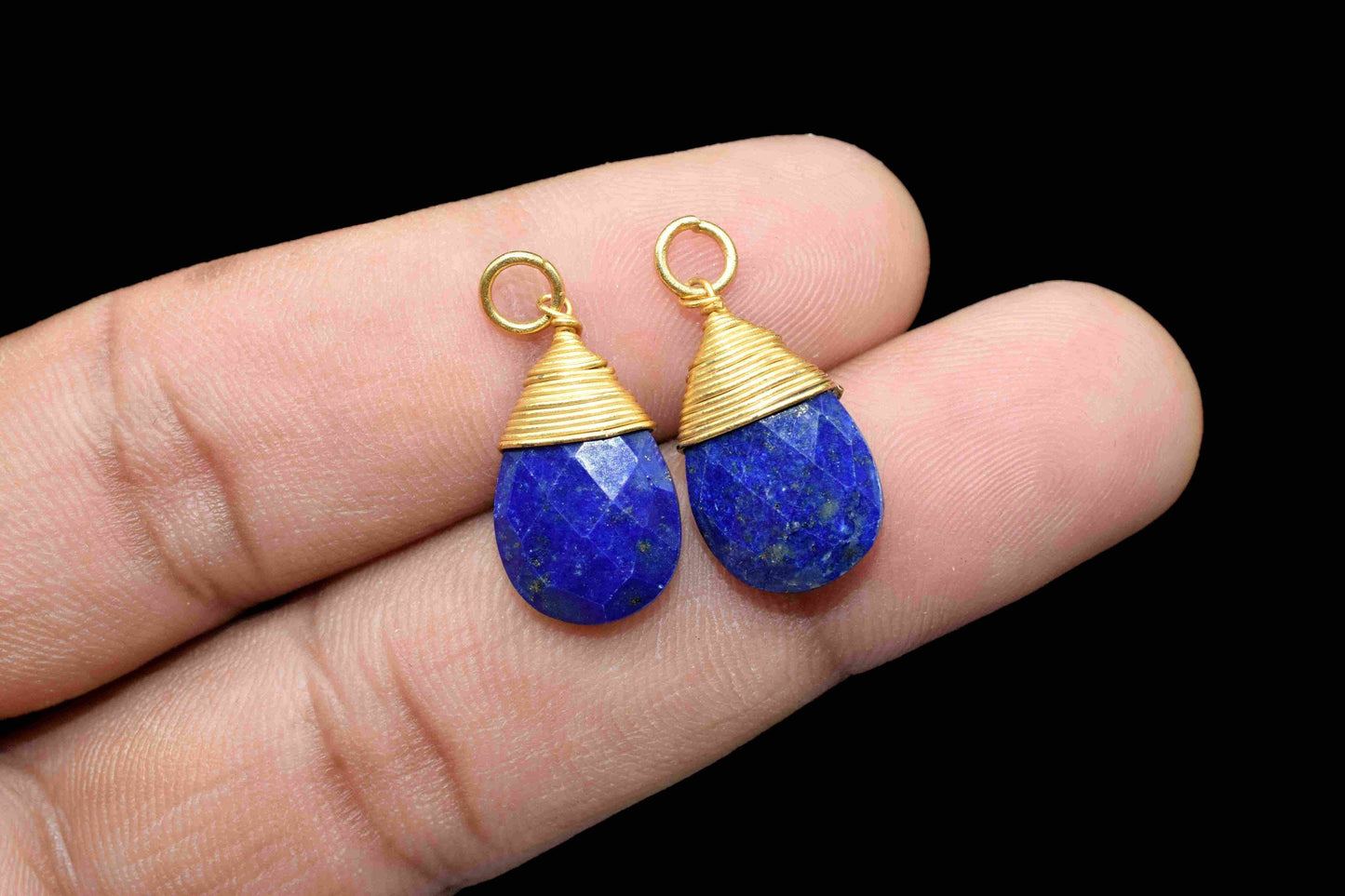 Lapis Lazuli Teardrop Faceted Connector, Pendant Jewelry, Wire Wrapped Necklace, 10x18mm Gemstone Wire Wrapped Pendant, Lapis Lazuli Jewelry
