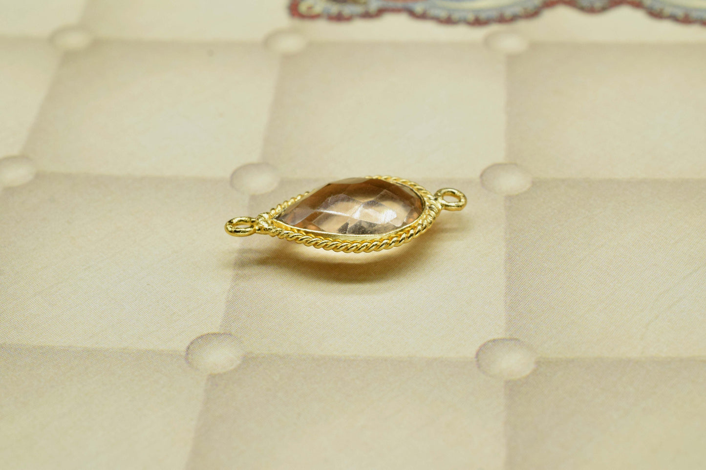 Morganite Gold Plated bezel Jewelry,Morganite Double Bail Pendant Jewelry,Morganite Gemstone Faceted 10x14mm Teardrop Shape Charms Pendant