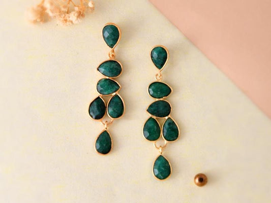 Natural Emerald Teardrop Earrings,Bridal Earring,Natural Gemstone Jewelry,Emerald Wedding Earring,Handmade Jewelry,Bridesmaid Gifts,B'Gifts
