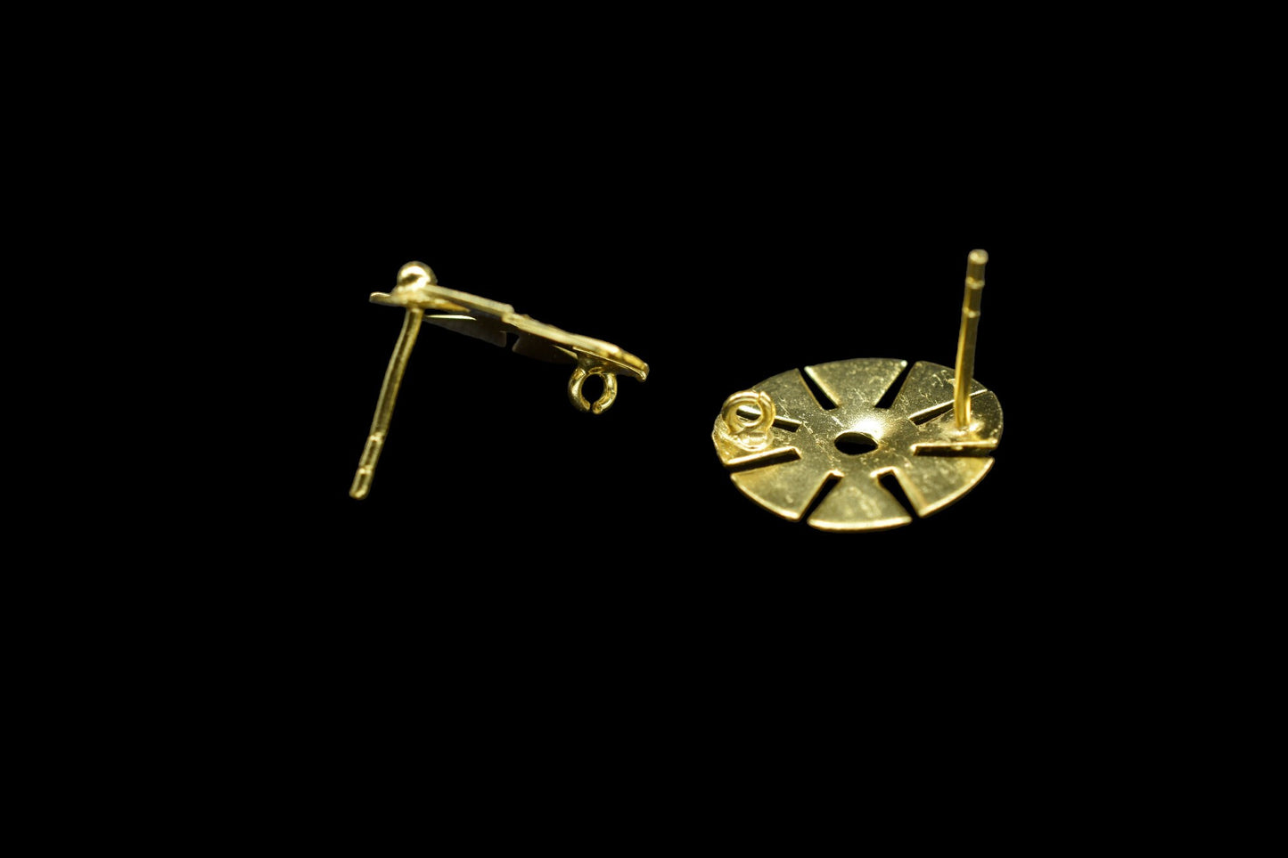 Gold Plated Brass Earring post Studs,17mm Round Earring connectors,Brass Earring charms,Earring findings jewelry,Earring connectors,B'Gifts