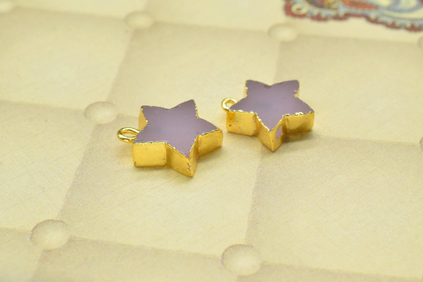 Rose Chalcedony Star Connector,Handmade Star Charms Necklace,Rough Pendant Jewelry,Gemstone Component,Electroplated Single Bail Connector