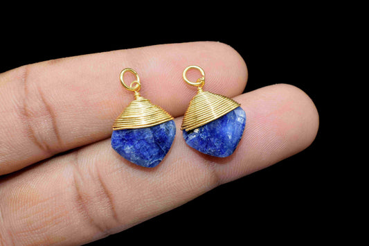 Blue Sapphire Square Faceted Connector,Gemstone Wire Wrapped Pendant,Loop Connector,Pendant Jewelry,Wire Wrapped Necklace,Sapphire Jewelry,