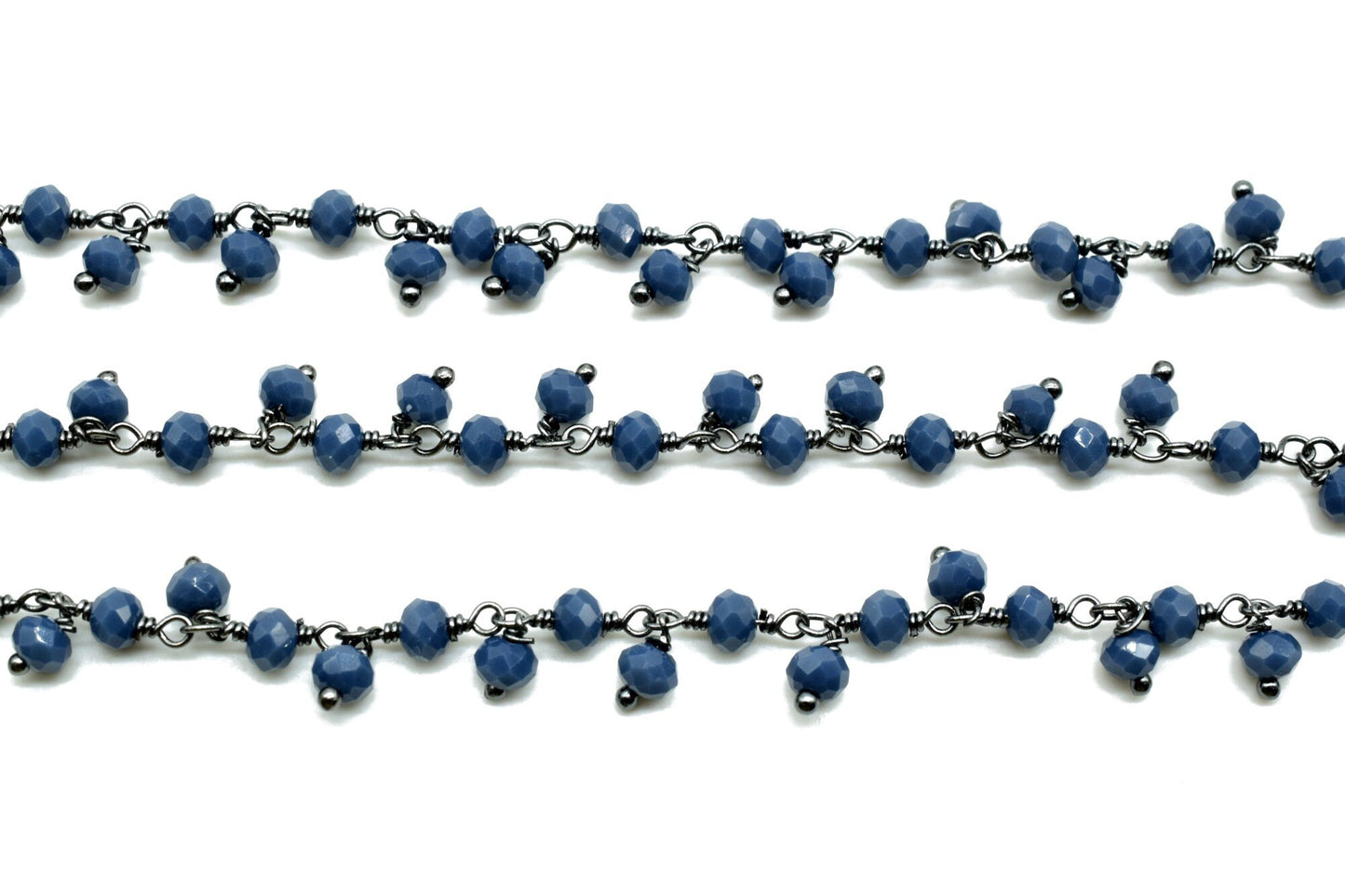 Blue sapphire Cluster Beaded Chain, Gold Plated wire wrapped Rosary Chain,Dangling Faceted Wire Wrapped Beaded Chain,Soldby Foot Wholesale