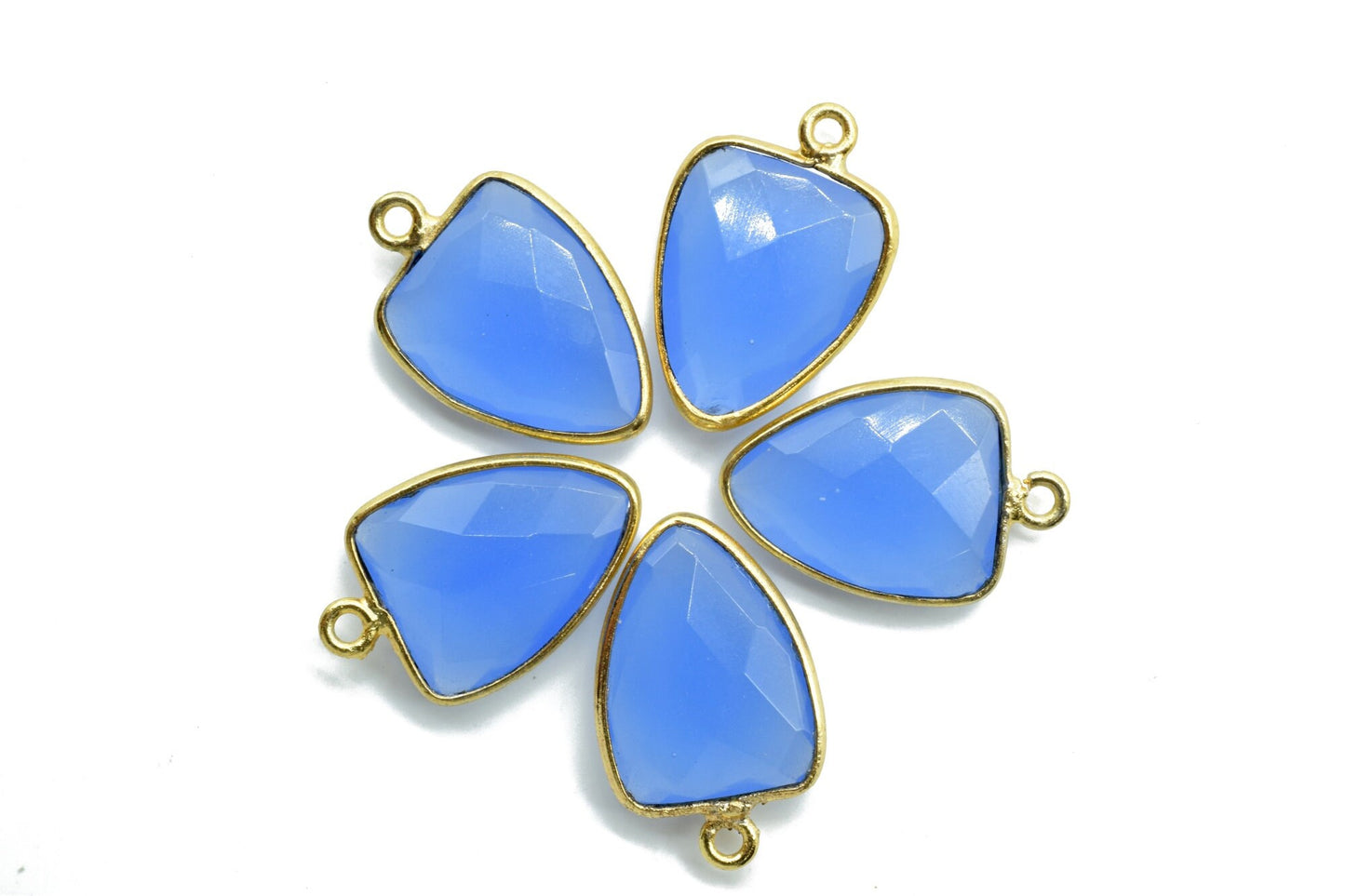 Blue Chalcedony 12x15mm Triangle shape Single bail Connector,Bezel links Connector,jewelry making Connector,Single Loop Connector,Chalcedony