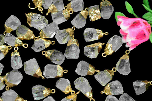 Natural Raw Rough Aquamarine Gemstone Pendant,Rough Gemstone Gold Plated Connectors,Aquamarine Birthstone Charms,Aquamarine Crystal Necklace