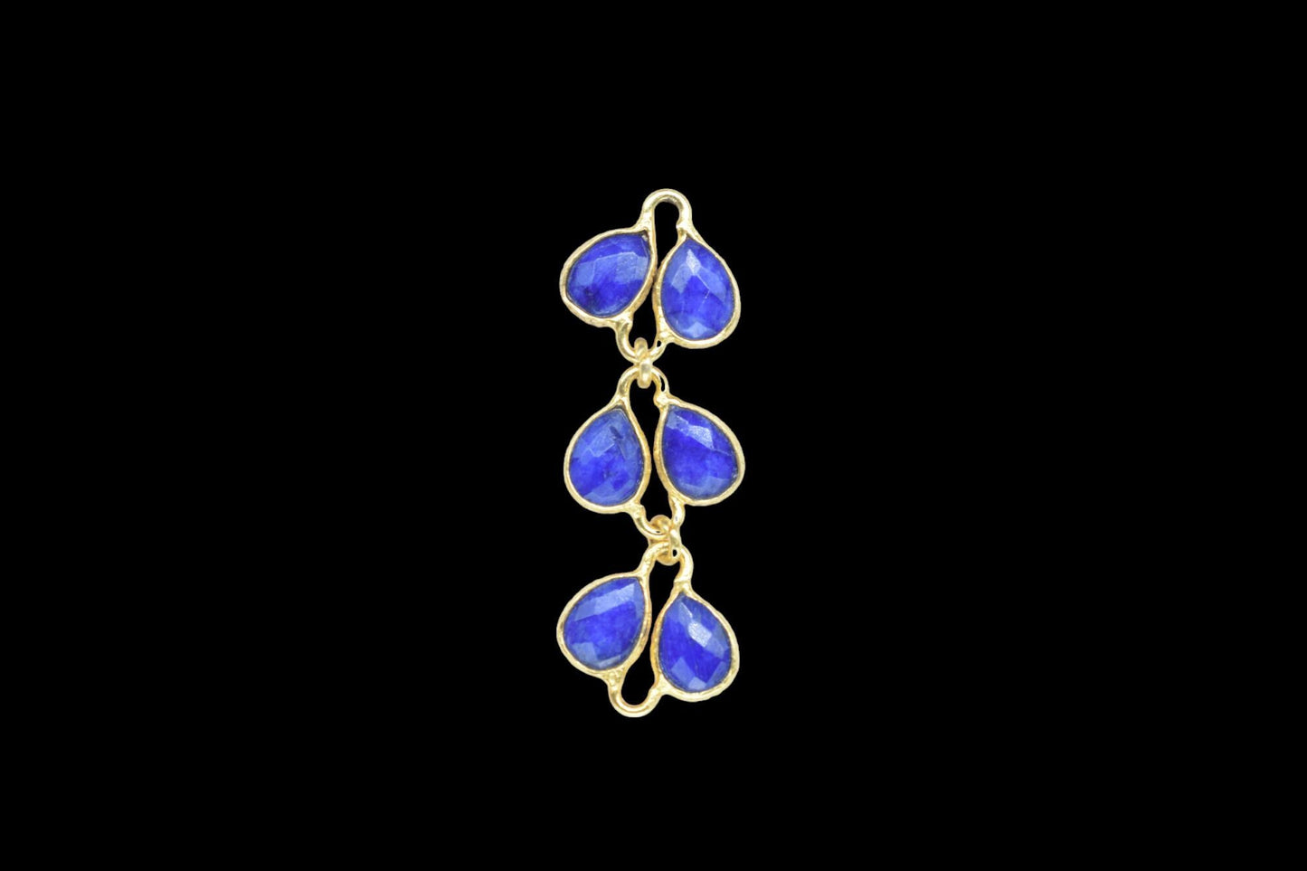 Natural Blue Sapphire Pendant Charms/Gold Plated Jewelry/Handmade Jewelry/Sapphire Chamrs/Brass Connnector Charm/Women Jewelry/Birthday Gift