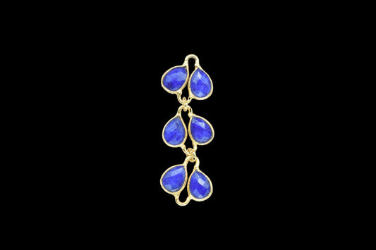 Natural Blue Sapphire Pendant Charms/Gold Plated Jewelry/Handmade Jewelry/Sapphire Chamrs/Brass Connnector Charm/Women Jewelry/Birthday Gift
