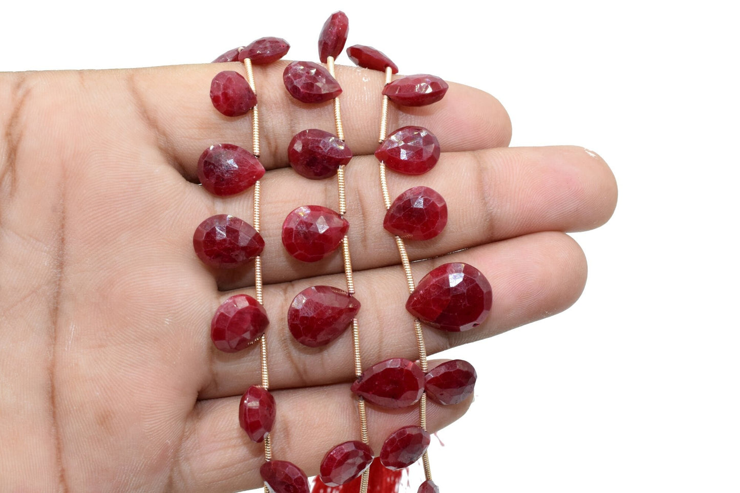 Ruby TearDrop Briolettes,Red Corundum Briolettes,Jewelry making beads,Graduate size beads,Ruby Pear shape Briolettes,Dyed ruby Briolettes