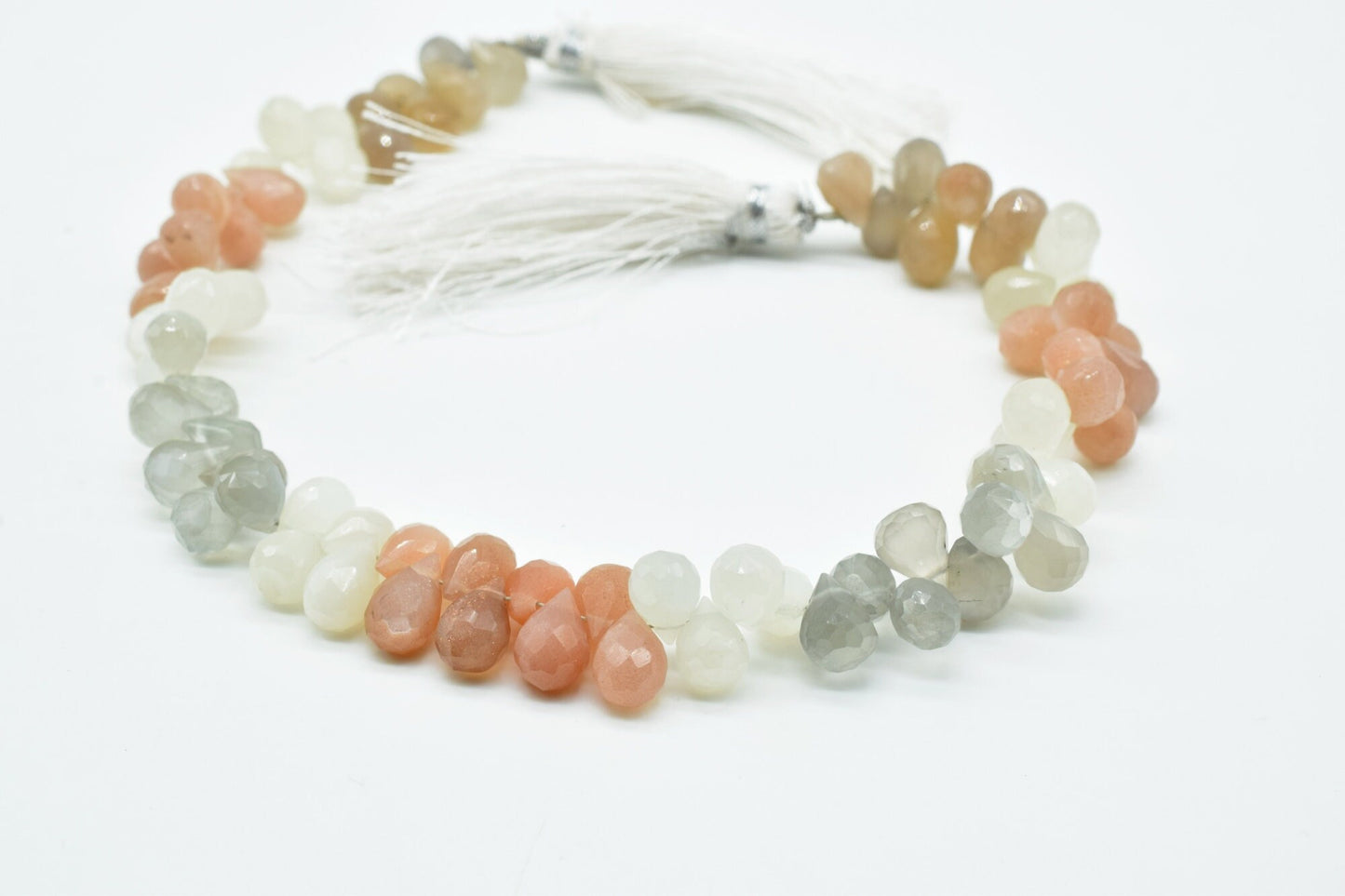 Multi Moonstone Faceted Drops,Multi Moonstone briolette,10''moonstone drops strand,7x10 mm teardrpo faceted beads,jewelry making drops