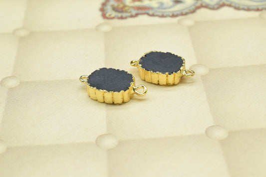 Black Onyx Pendant Charm,Handmade Cabechon Pendant Charm necklace,Pendant Jewelry Making Supply,Gemstone Electroplated,Double Bail Connector