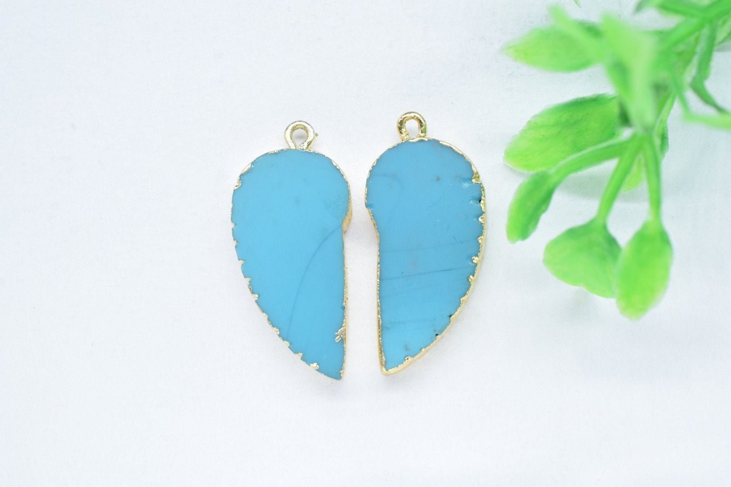 Turquoise Angel Wings Pendant,Handmade Pendant,Wing Pendants Charms Necklace,Single Bail Connector,Gemstone Angel Wings Earring Connector