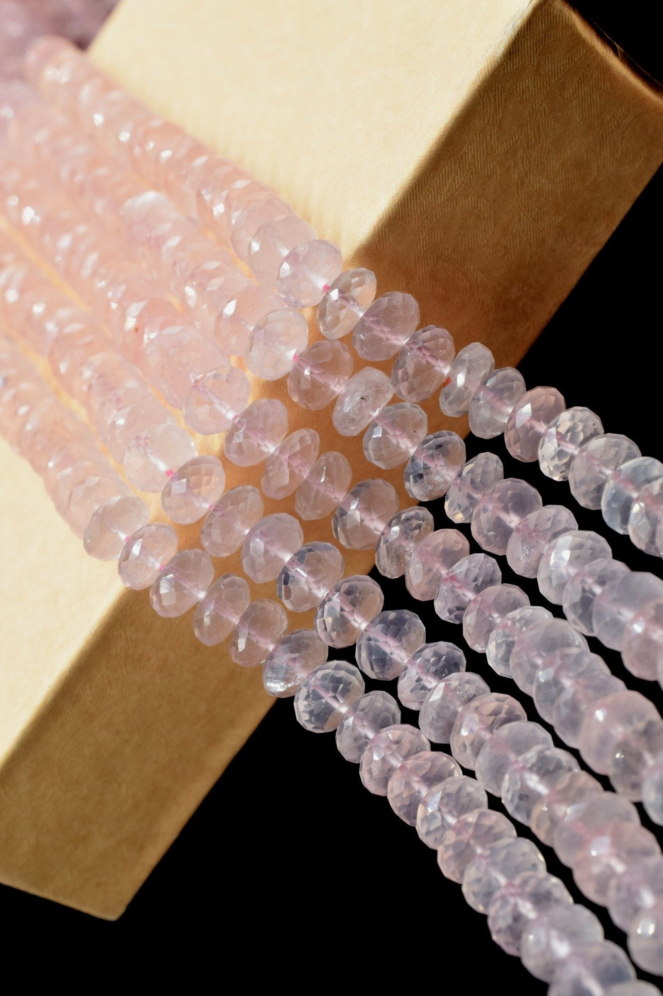 Rose Quartz Beads Grade AAA Genuine Gemstone Faceted Rondelle Loose Beads, 7.5x8mm Size Rose Quartz Beads, Gemstone Faceted Rondelle Beads