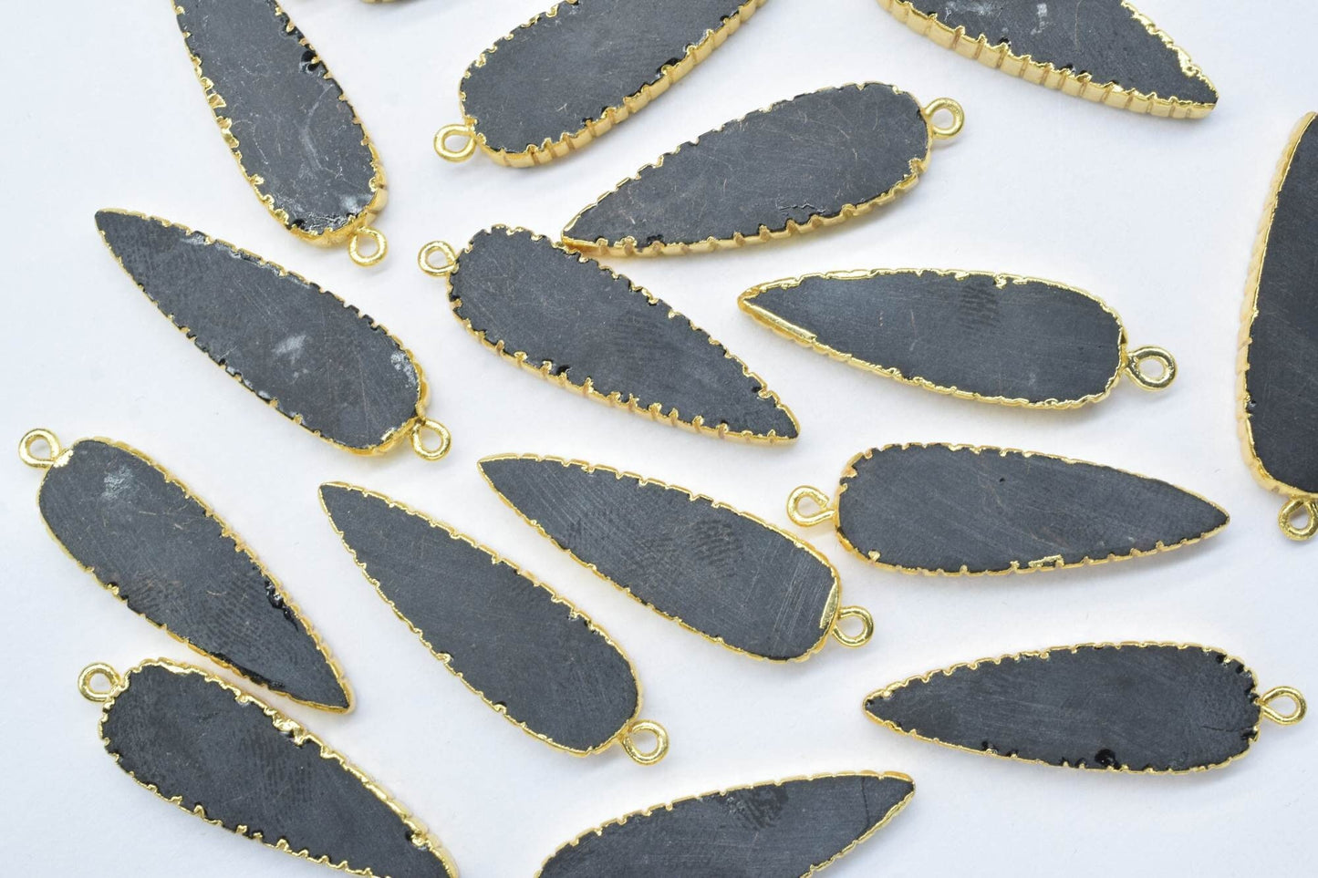 Black Onyx Teardrop Pendant,Single Bail,Necklace Connectors,Black Onyx Jewelry,Gemstone Electroplated Charm,Handmade Pear Shape Connector