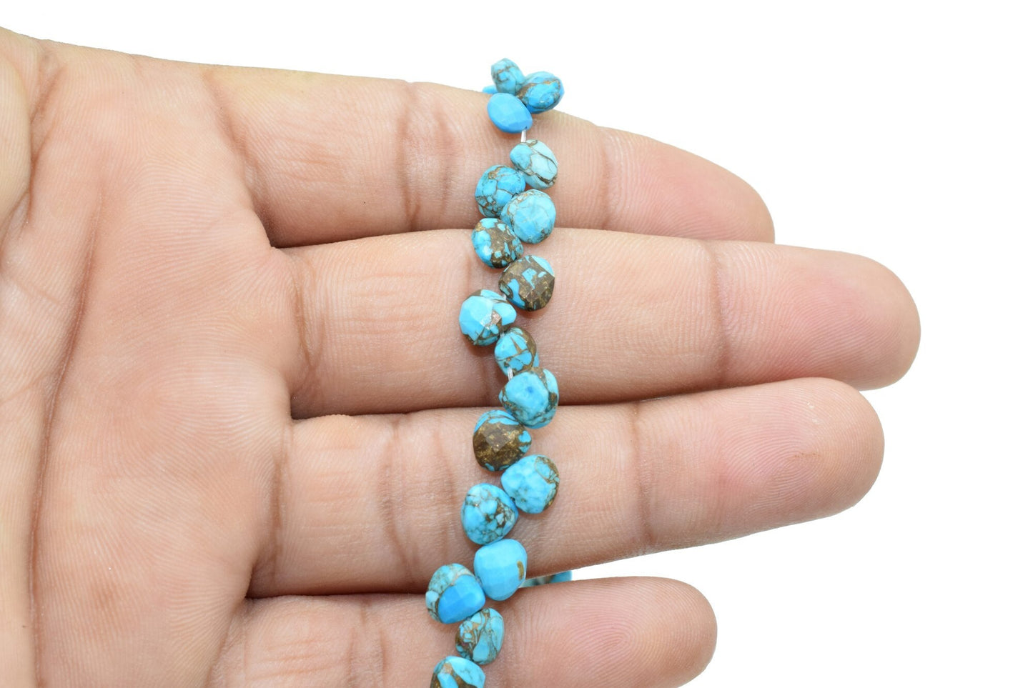 Copper Turquoise Heart shape 6mm Briolettes,Jewelry making supplies,craft supplies,Turquoise faceted briolettes beads strands,Turquoise bead