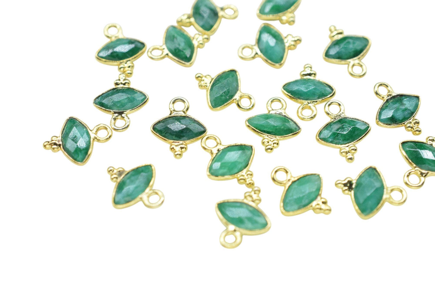 Natural Emerald Charms Pendant/Marquise Shape Pendant/Handmade Pendant/Tiny Pendant/Necklace Connector jewelry/Womne Jewelry/B'day Gift