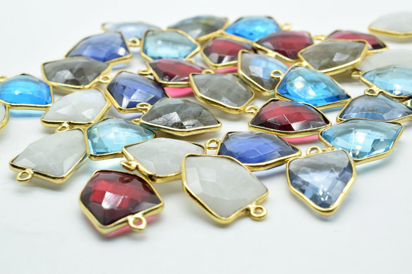 Sky Topaz 13x17mm Bezel charm,Sky Topaz fancy pendant,Sky Topaz Gold Plated bezel,jewelry making charms crafts,December Birthstone,Sky Topaz
