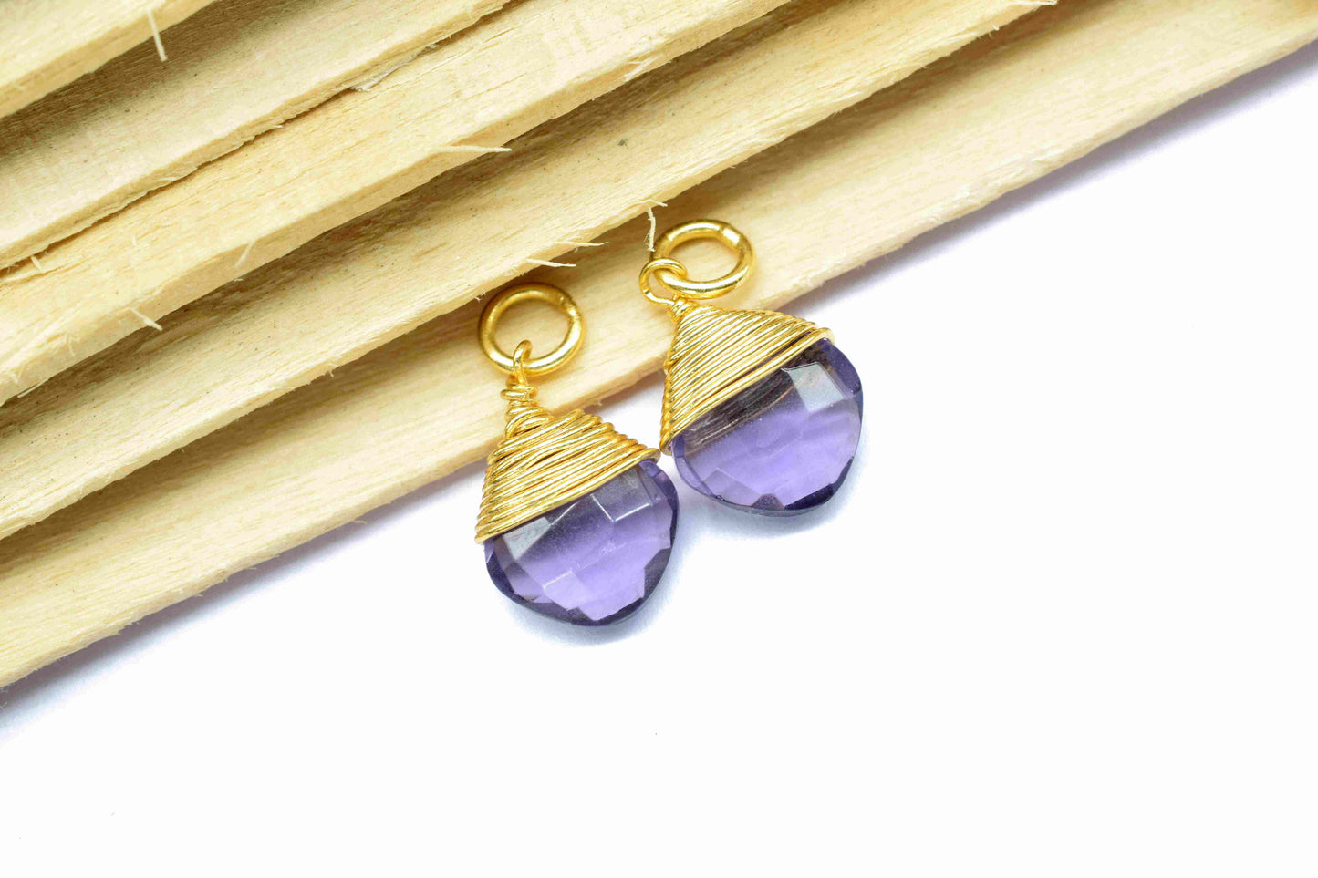 Amethyst Wire Wrapped Connectors, Purple Gemstone Pendant, Loop Connector, Wire Wrapped Necklace, 8mm Square Shape Pendant, Amethyst jewelry