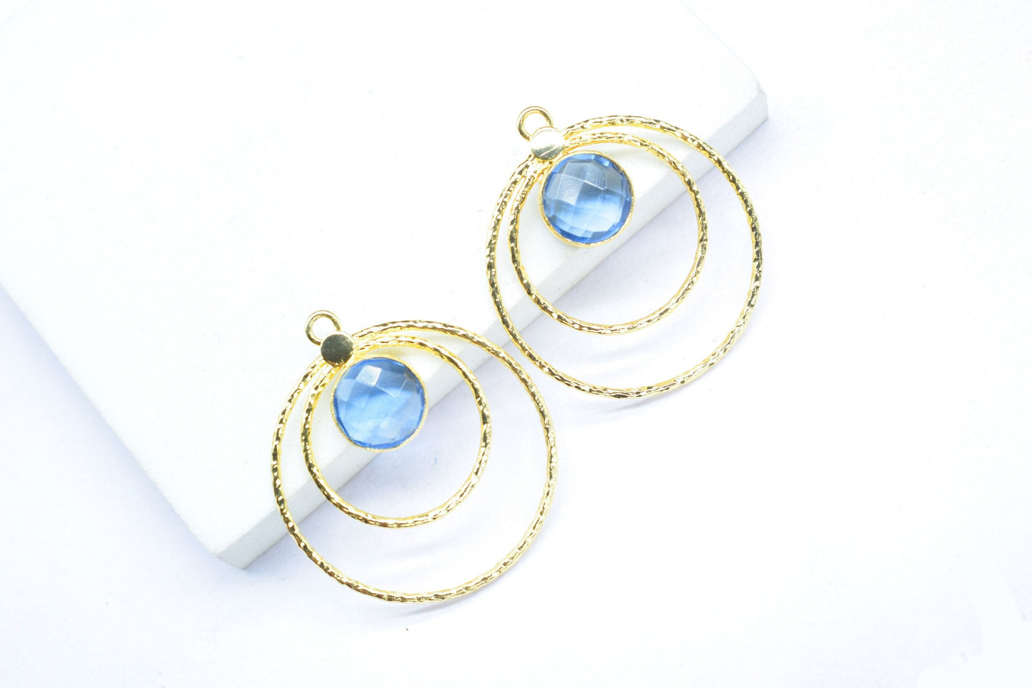 Tanzanite Round Bezel Connector,Single Bail Bezel Charm,Tanzanite Earring Connector,Unique Designs Bezel,Tanzanite Pendant,Tanzanite Jewelry