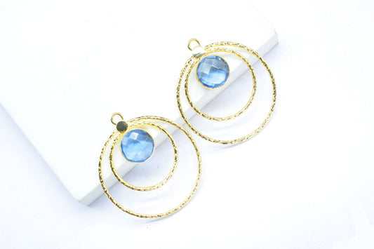 Tanzanite Round Bezel Connector,Single Bail Bezel Charm,Tanzanite Earring Connector,Unique Designs Bezel,Tanzanite Pendant,Tanzanite Jewelry