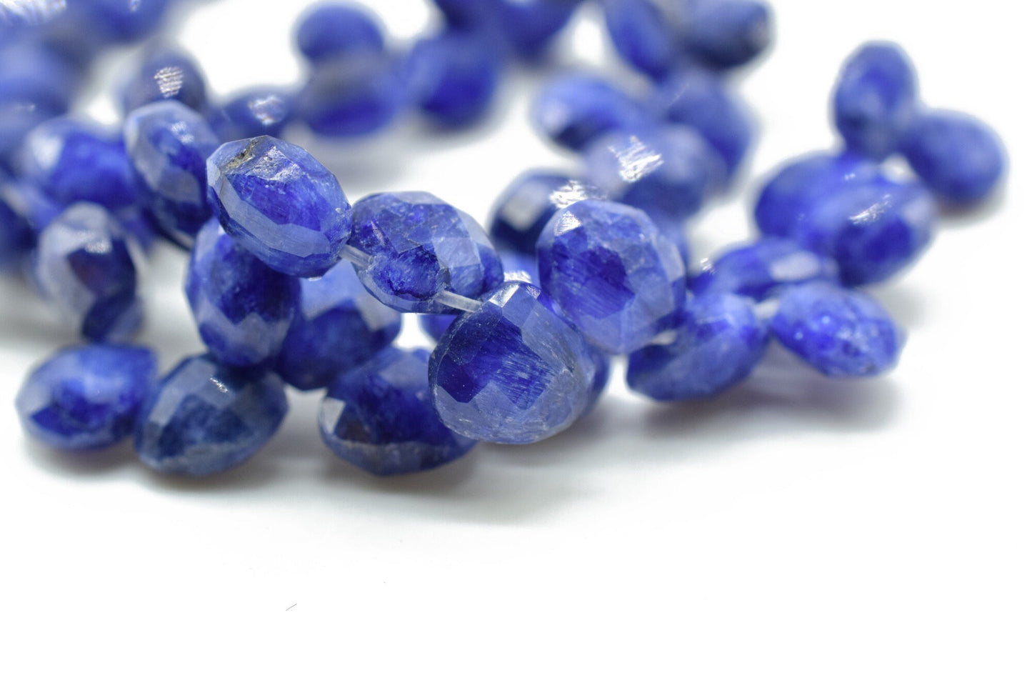 Blue Sapphire Heart shape 6mm Briolettes,Jewelry making supplies,craft supplies,Super Rare Blue Sapphire Faceted Heart Shape beads Briolette