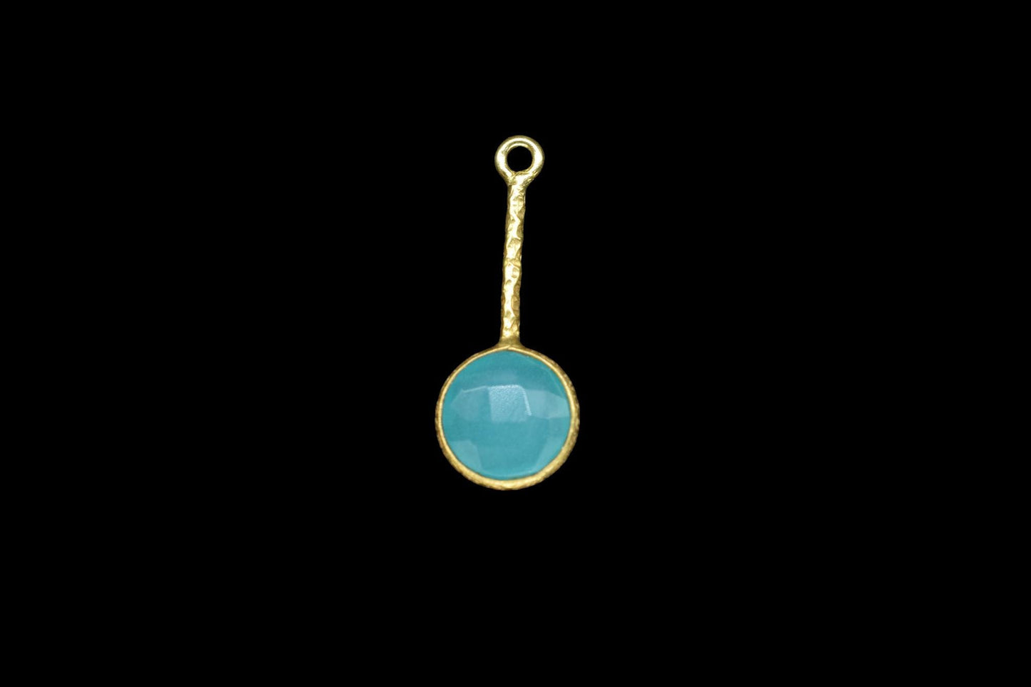 Aqua Chalcedony Pendant/Gemstone Component/Single Bail Charm/Necklace Pendant/Round Shape Charm/Wholesale Supply/Gold Plated Jewellery/Gift