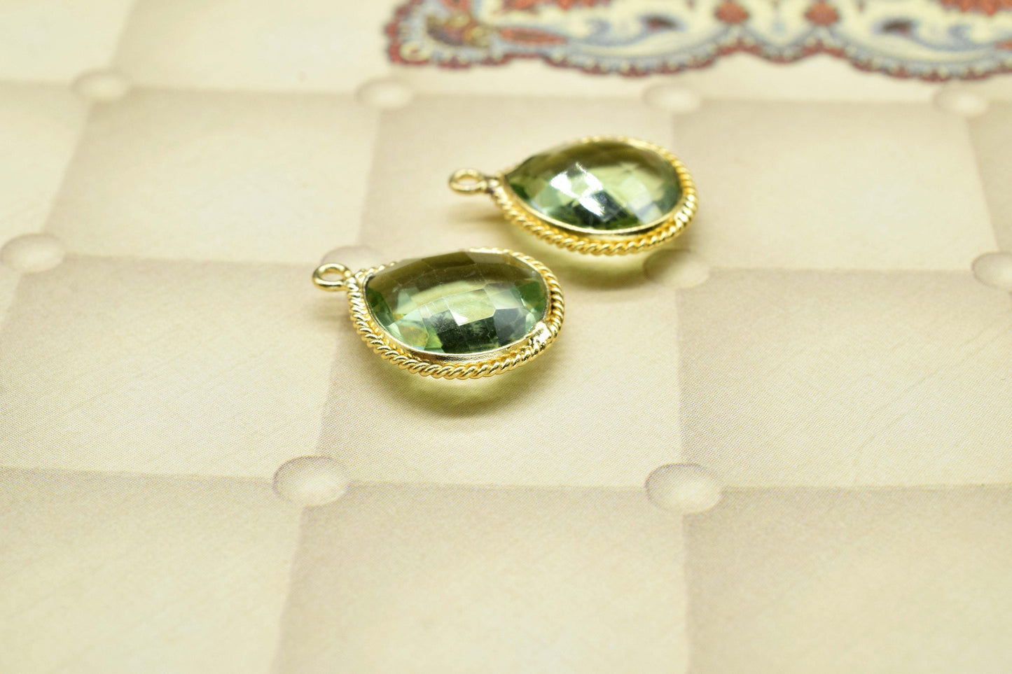 Green Amethyst Quartz 14mm Heart Shape charms,Green Amethyst Brass connector Gold Plating Jewelry Making Charms,Amethyst Single Bail Pendant