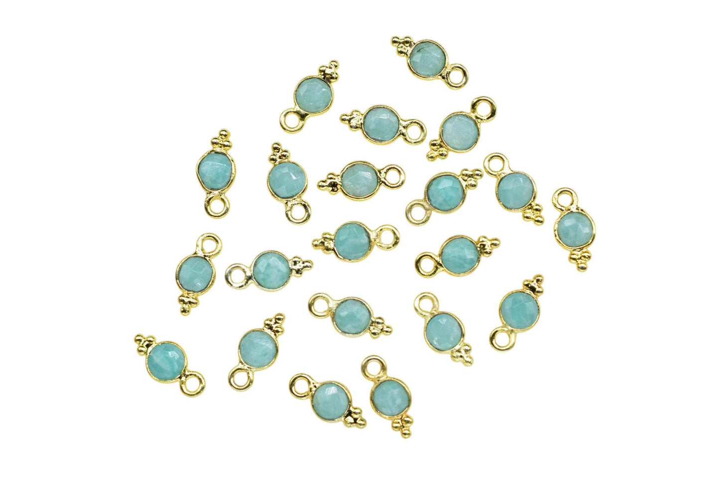 Amazonite Charms Connector/Handmade Jewelry/Gold Plated Connector/Tiny Pendant/Amazonite Pendant/Round Shape Connector/Gemstone Charms/Gift