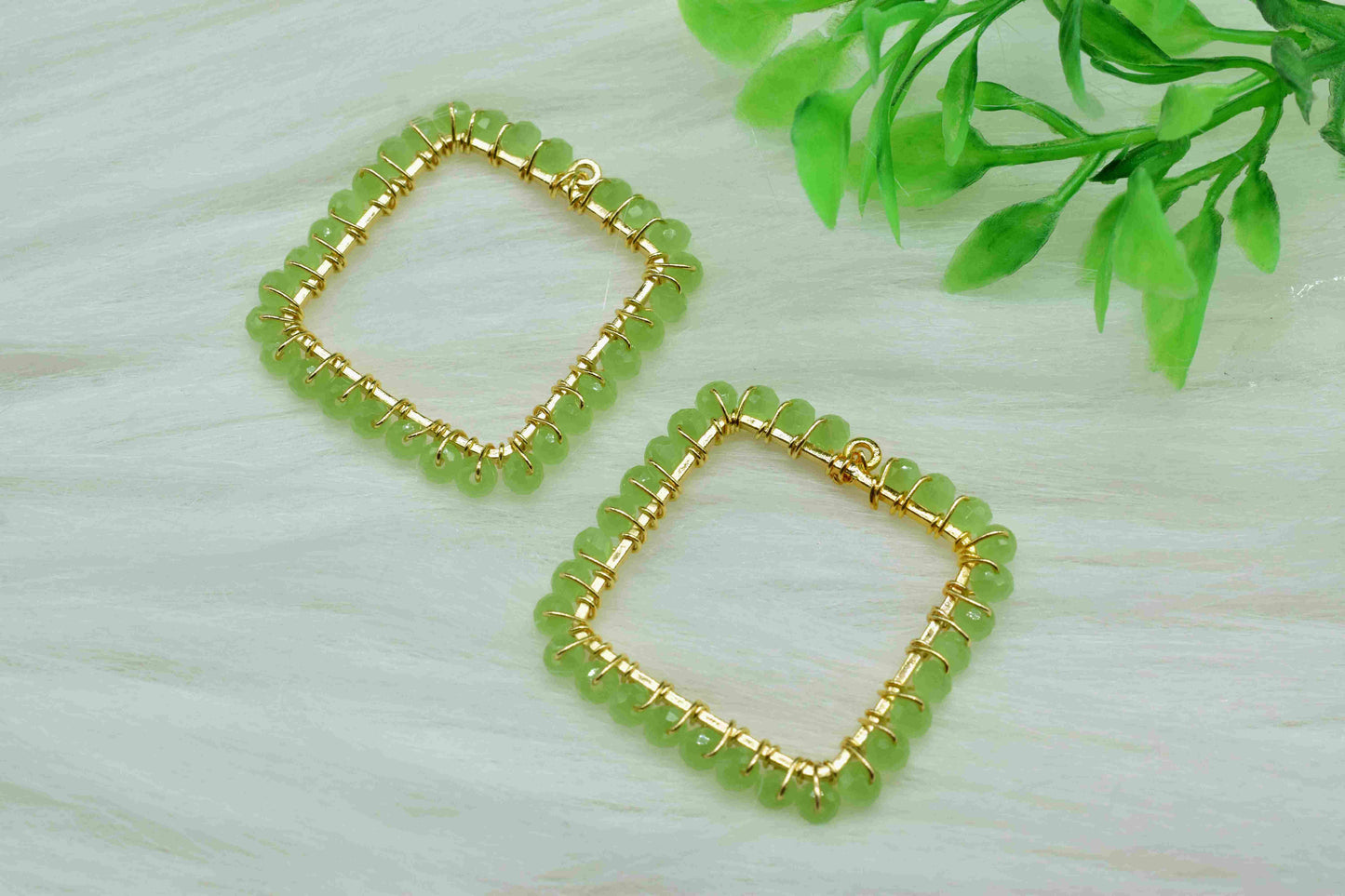 Prehnite Wire Wrapped Dangle Connector,Handmade Earring,Beaded Earring Connector,Finding Necklace Component Jewelry,Gemstone Components,Gift