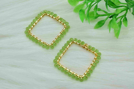 Prehnite Wire Wrapped Dangle Connector,Handmade Earring,Beaded Earring Connector,Finding Necklace Component Jewelry,Gemstone Components,Gift