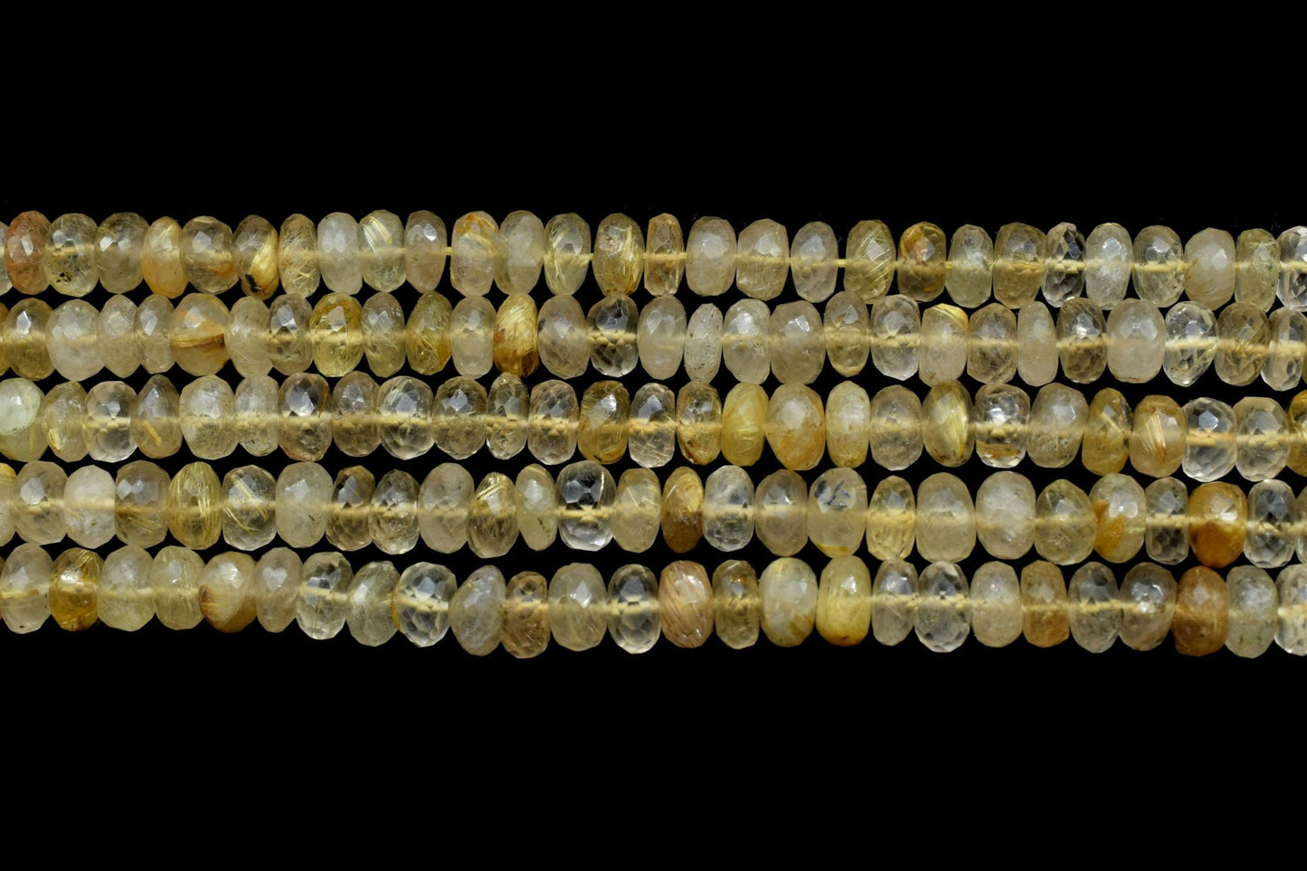 Natural Golden Rutile Faceted Round Bead,Sharp Golden Rutile Needle Gemstone 6"Strand,Rutile faceted bead,7.5x8.5mm Golden Rutile Round Bead