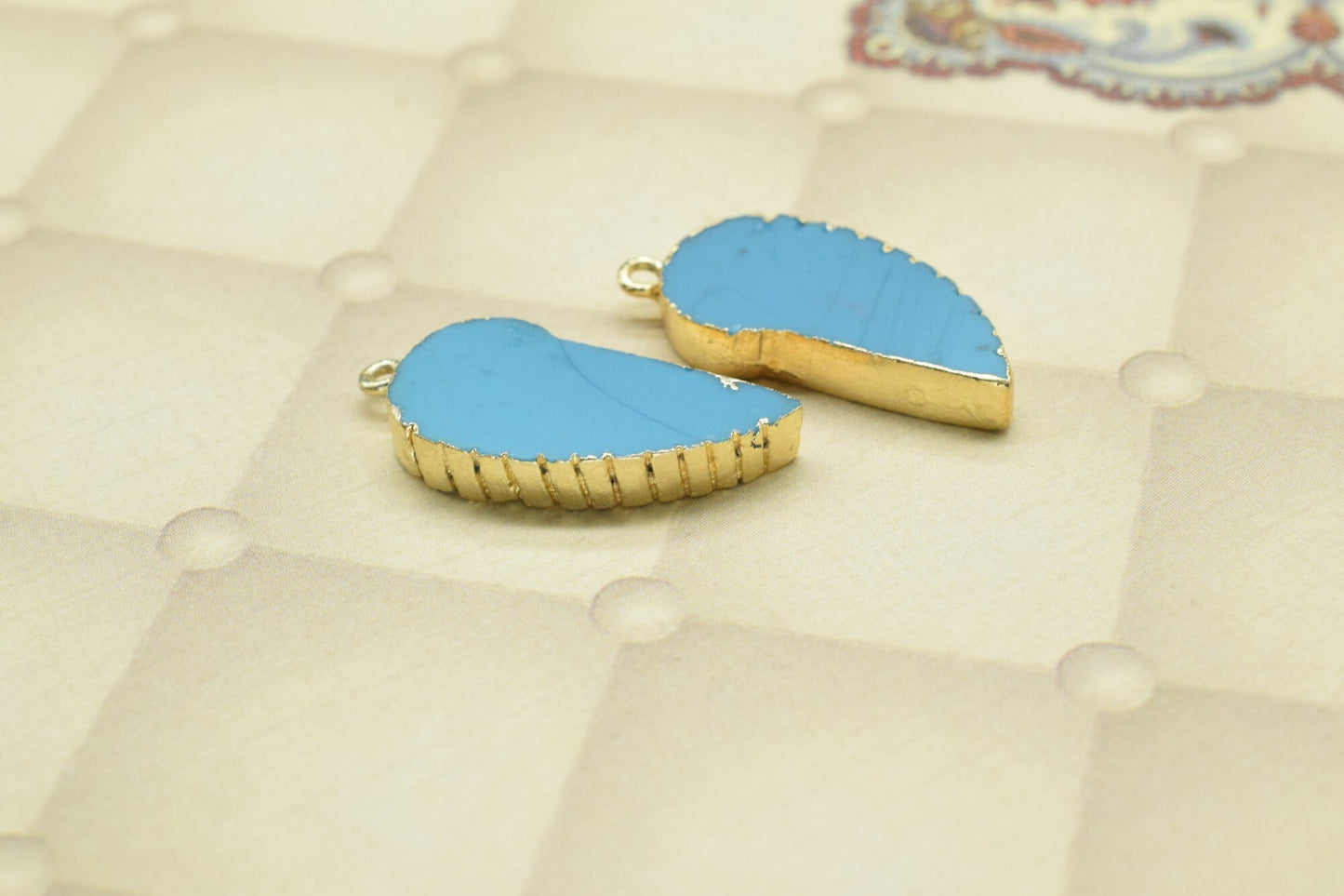 Turquoise Angel Wings Pendant,Handmade Pendant,Wing Pendants Charms Necklace,Single Bail Connector,Gemstone Angel Wings Earring Connector