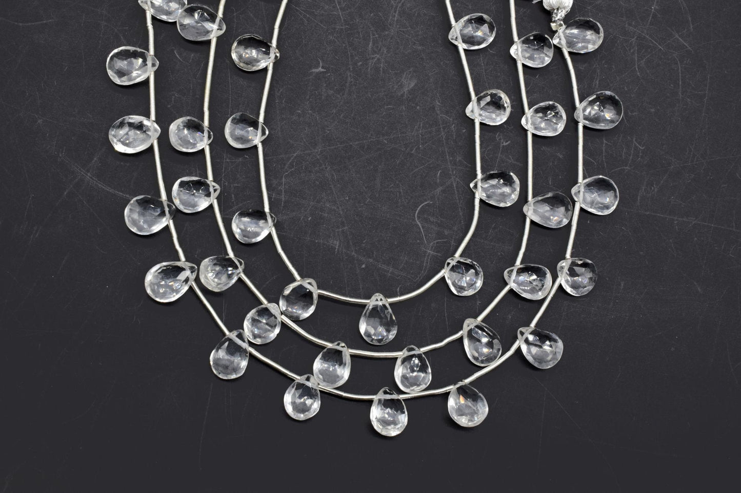 Crystal 7x10mm TearDrop Briolettes,Crystal Briolettes,Jewelry making beads,Craft beads,Crystal Pear shape Briolettes strand,Clear Quartz