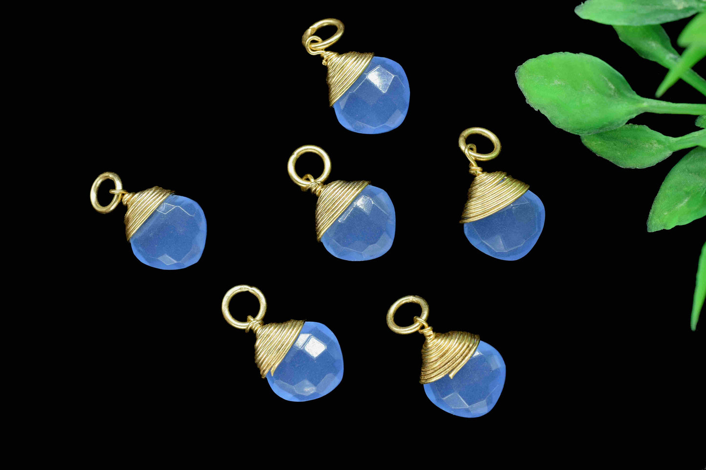 Blue Chalcedony Faceted Square Connectors,Wire Wrapped Gemstone Pendant,loop Connector,Wire Wrapped Necklace,Blue Quartz Jewelry making,Gift